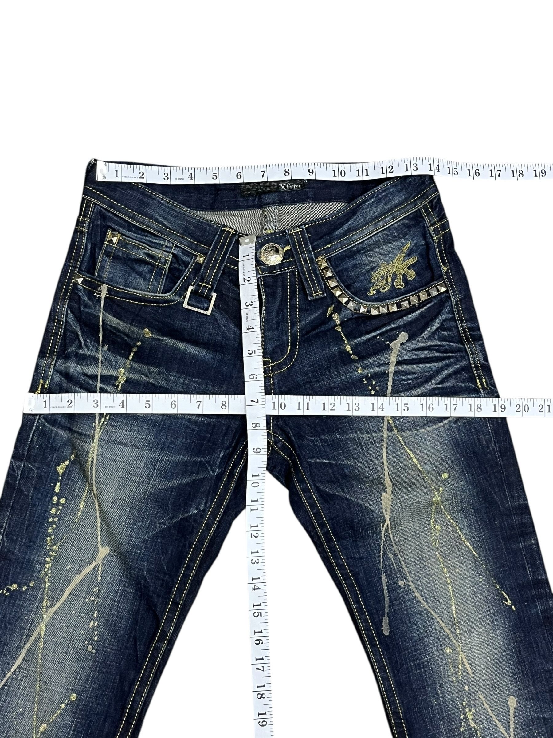 Japanese Brand 🔥RARE XFRM Gold Splatter Studded Flare Rockstar Denim Size US 27 - 16 Thumbnail
