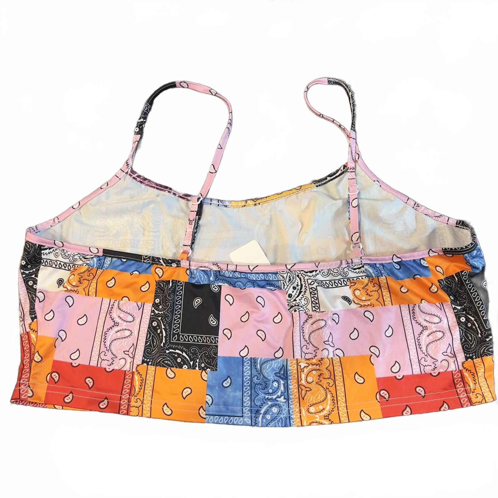 Unknown London Women's Colorful Patchwork Bandana Print Crop Top Size XXL / US 16-18 / IT 52-54 - 3 Thumbnail