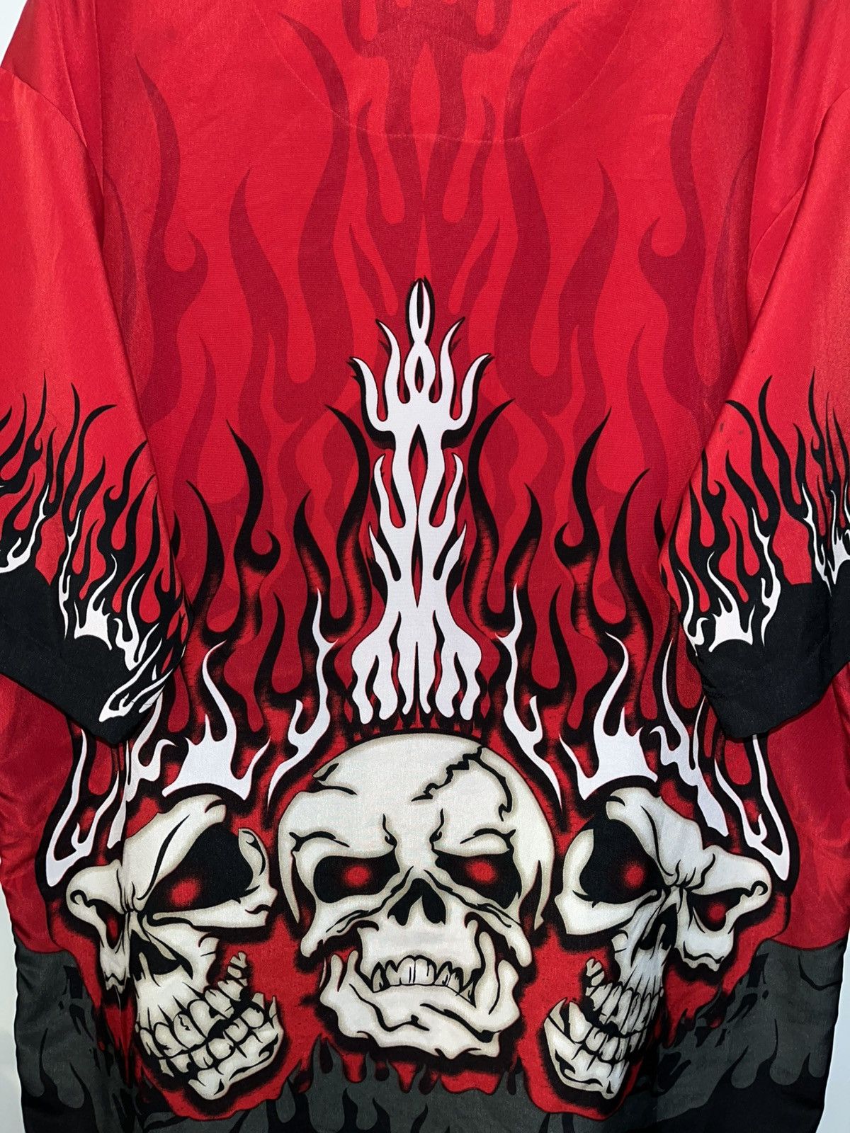 4GSELLER × Vintage Crazy Y2K Baggy Faded Grunge Flame Skull ERD Casino Shirt Size US XL / EU 56 / 4 - 4 Thumbnail