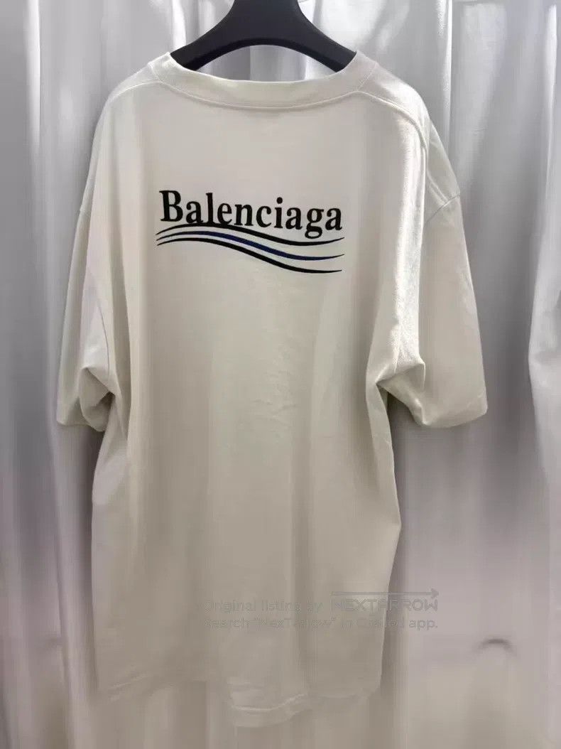Balenciaga Balenciaga White Coke Wave Embroidered Short Sleeve Size US M / EU 48-50 / 2 - 2 Thumbnail