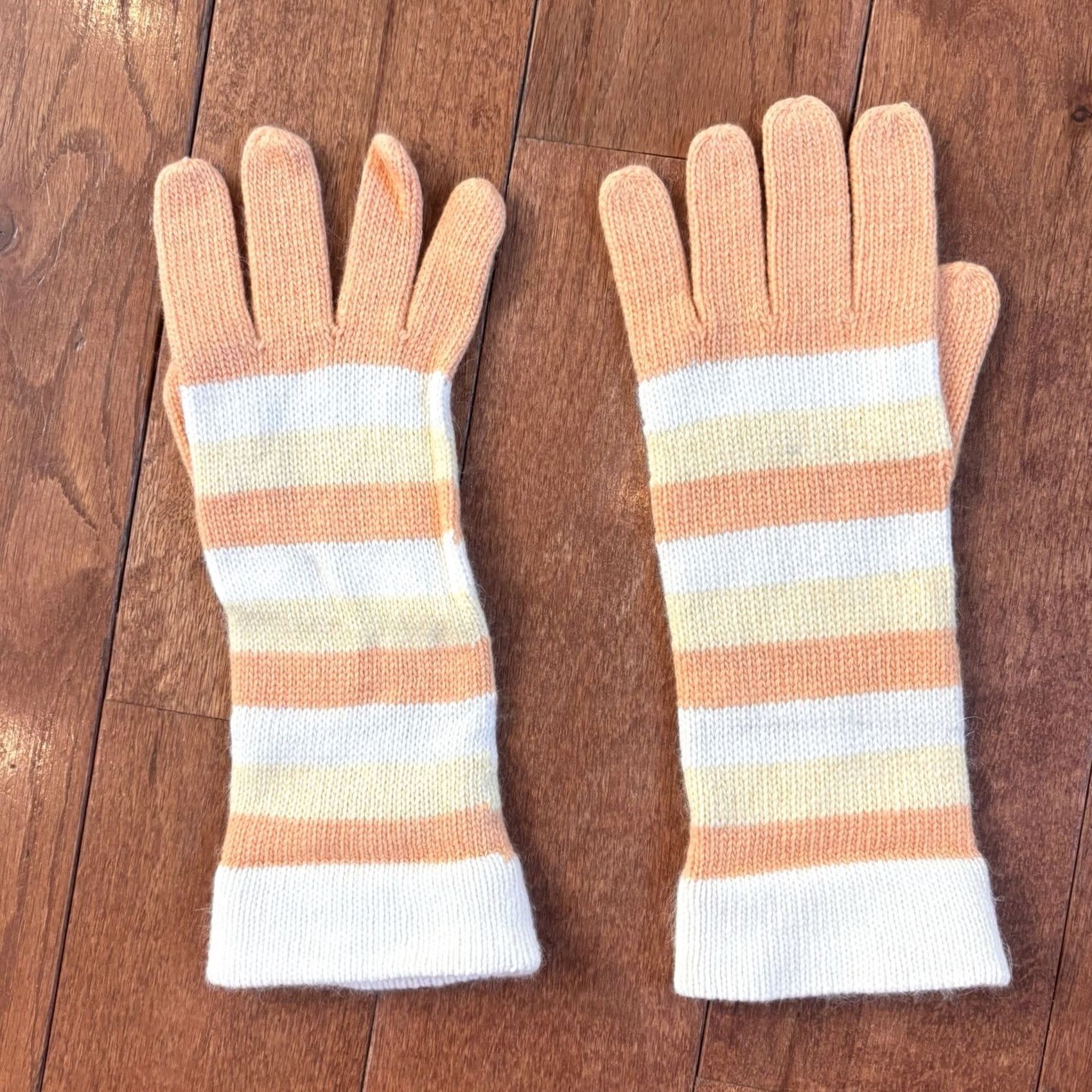 Ralph Lauren Lauren Ralph Lauren Glove Beanie Orange White Stripes One Size Women Angora Nylon Wool Set Size ONE SIZE - 3 Thumbnail