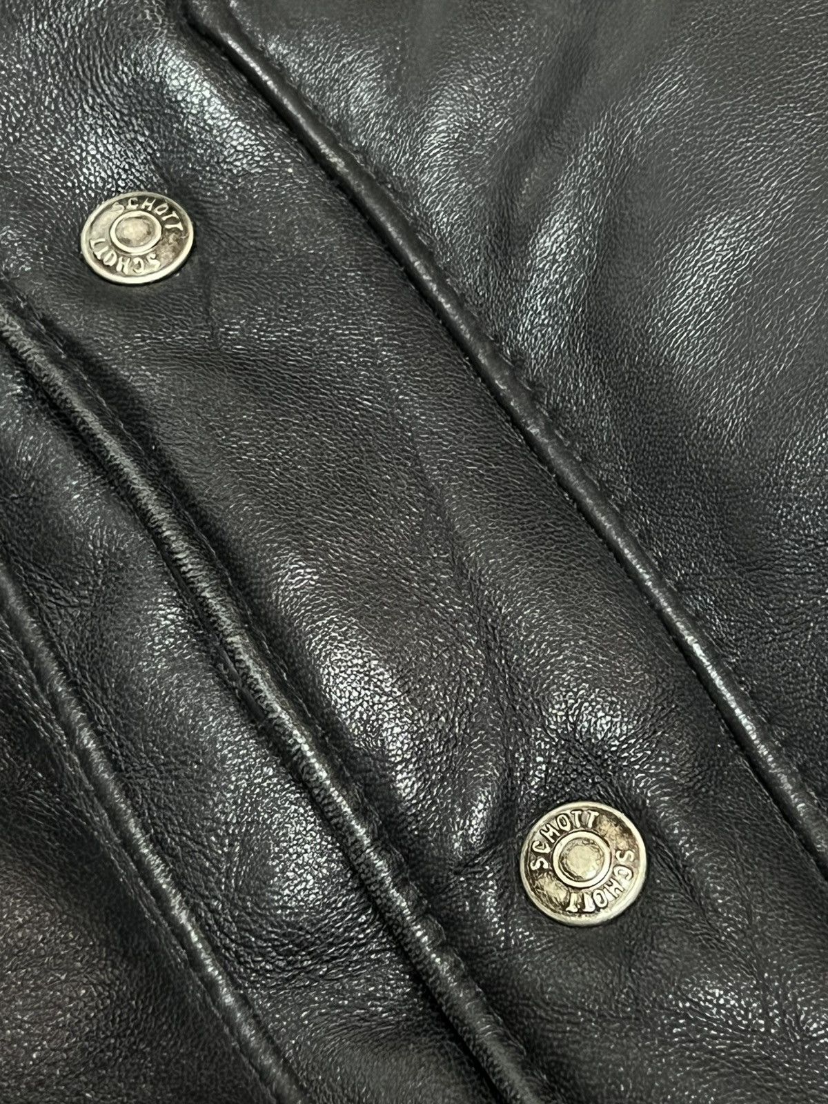 Vintage SCHOTT VEST LEATHER BUTTON ZIPPER Size US M / EU 48-50 / 2 - 6 Thumbnail