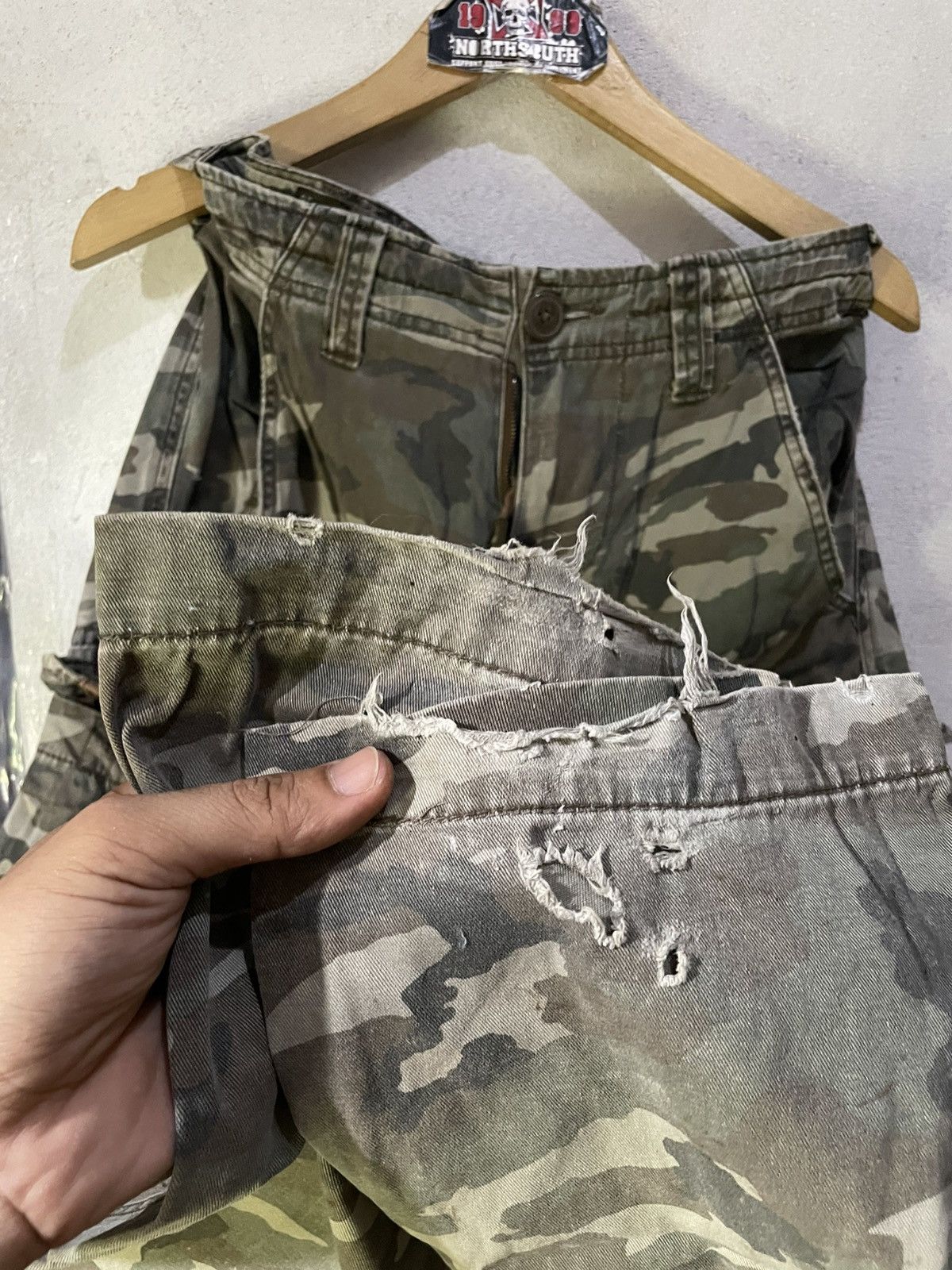 If Six Was Nine Kapital Bs739 Y2K Camo Faded Distressed Gothic Lgb Style Size US 30 / EU 46 - 9 Thumbnail