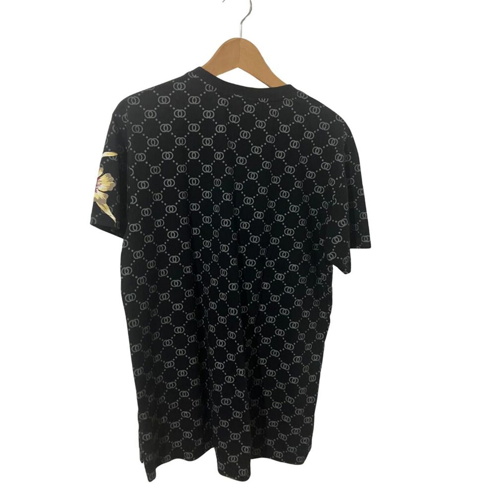 Kris Van Assche KRISP Designer T-Shirt Black with Golden Dragon & Lily Print Size US L / EU 52-54 / 3 - 3 Thumbnail