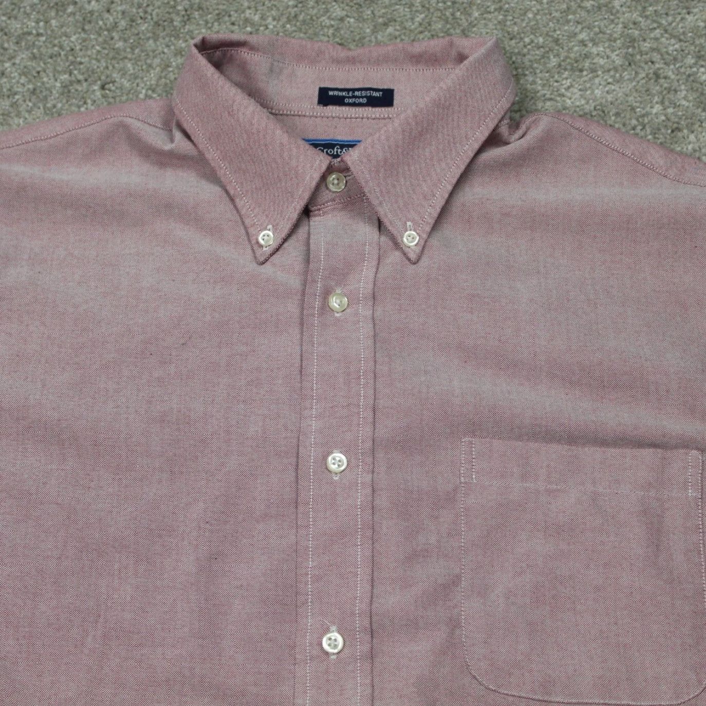 Croft & Barrow Croft & Barrow Shirt Mens 17 36 Red Wrinkle-Resistant Oxford L/S Cotton/Poly Dress Shirt Mens 17 36 Red + Button-Down Collar Long Sleeve Size US XL / EU 56 / 4 - 4 Thumbnail