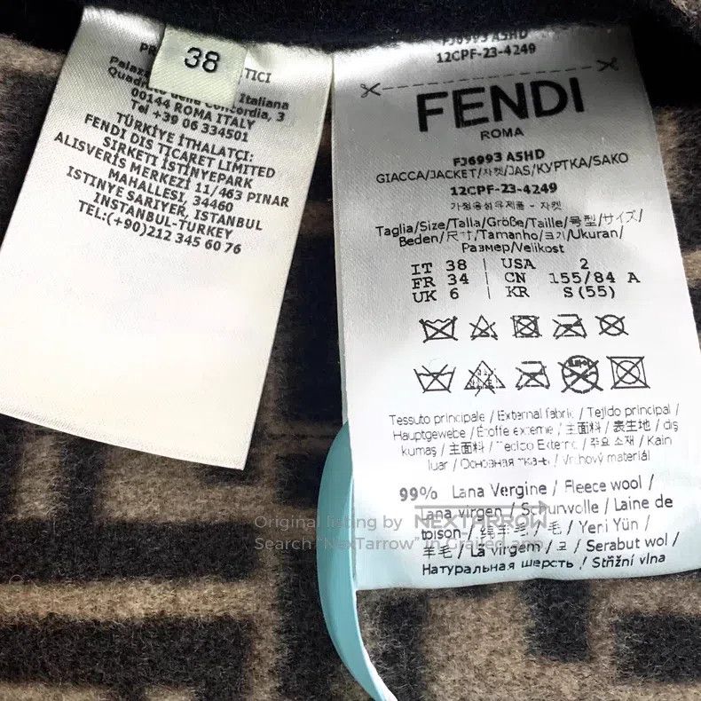 Fendi Fendi Deep Brown Classic Monogram Printed Merino Wool Hood Size XS / US 0-2 / IT 36-38 - 8 Thumbnail
