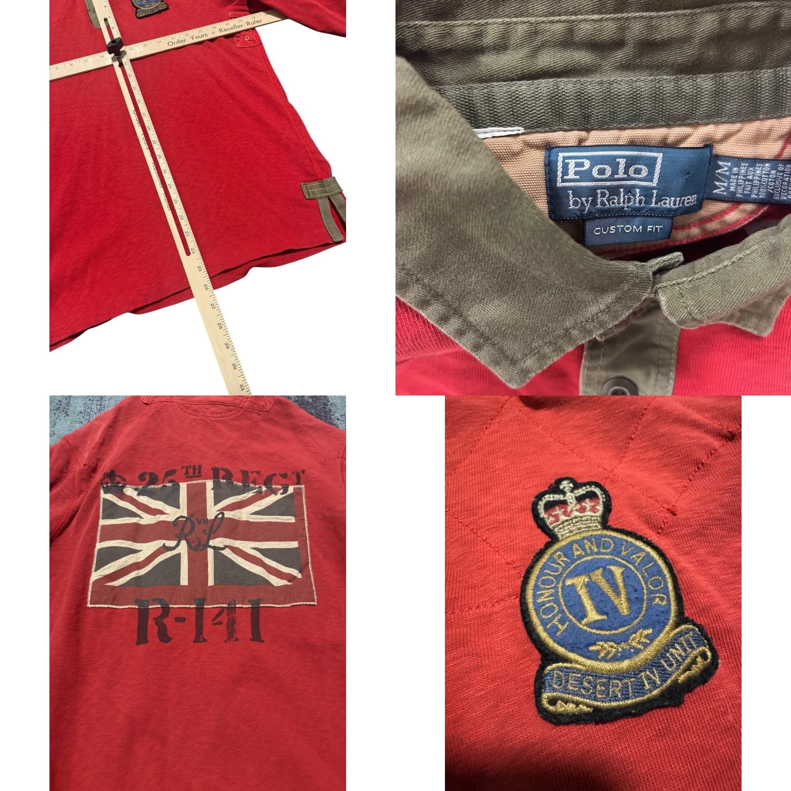 Polo Ralph Lauren VINTAGE Polo Ralph Lauren Union Jack UK English Military Long Sleeve Polo Shirt M Green Size Medium Casual Mens Size US M / EU 48-50 / 2 - 10 Thumbnail