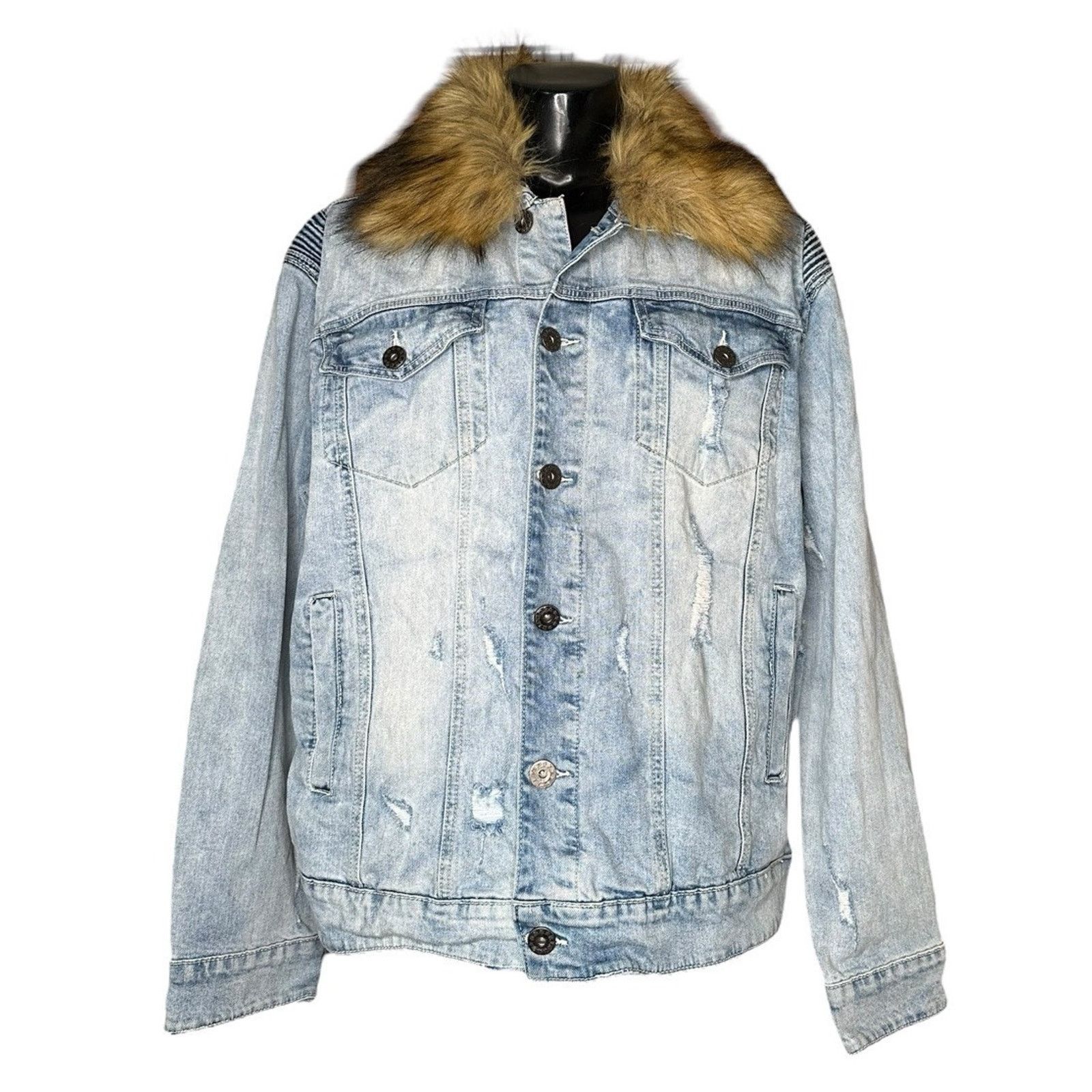 Other Kloud9 Jean Jacket Detachable Fur Collar Distressed 2XL Size US XXL / EU 58 / 5 - 1 Thumbnail