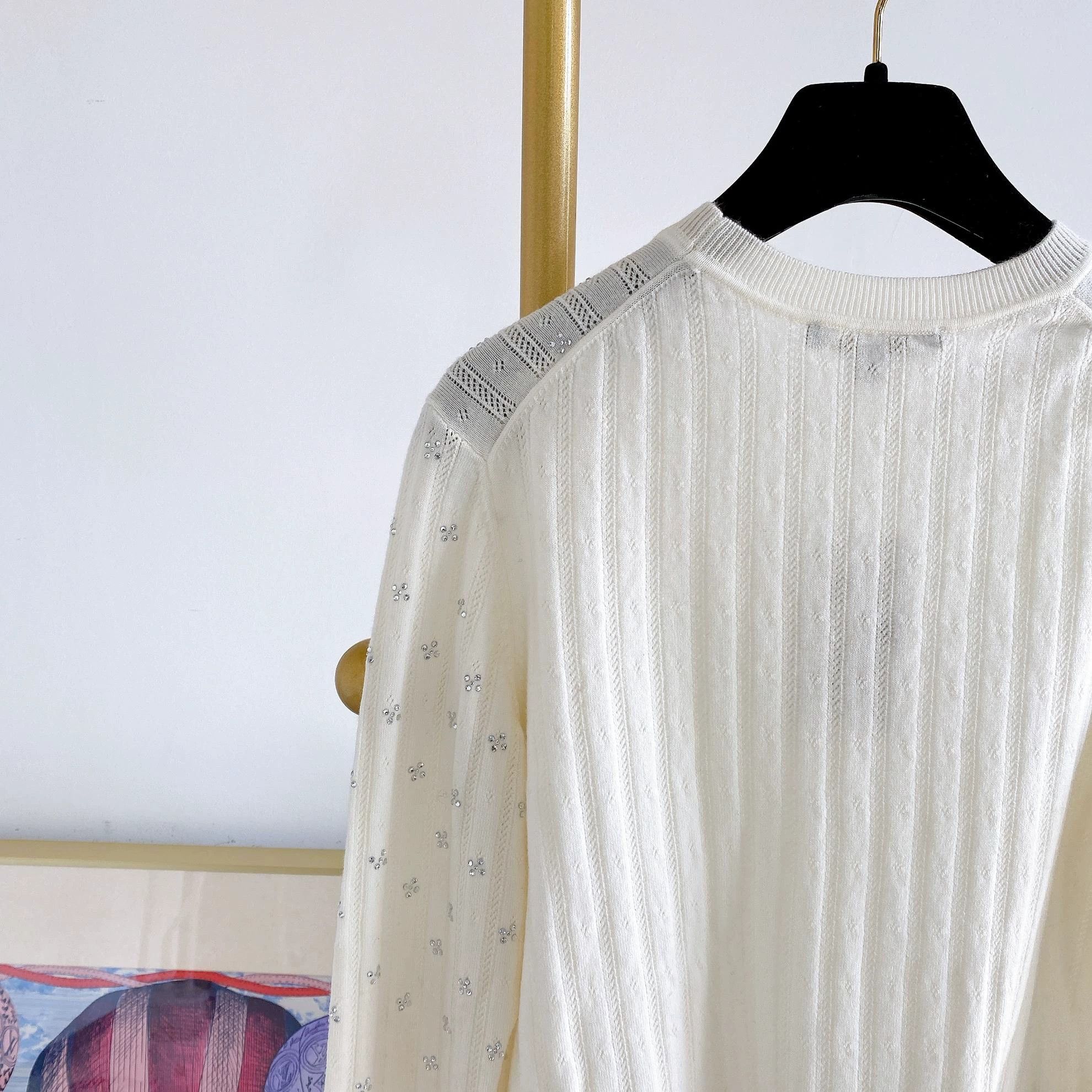 Maje Maje White Crystal-Embellished Knit Pullover Size 1 Size S / US 4 / IT 40 - 5 Thumbnail