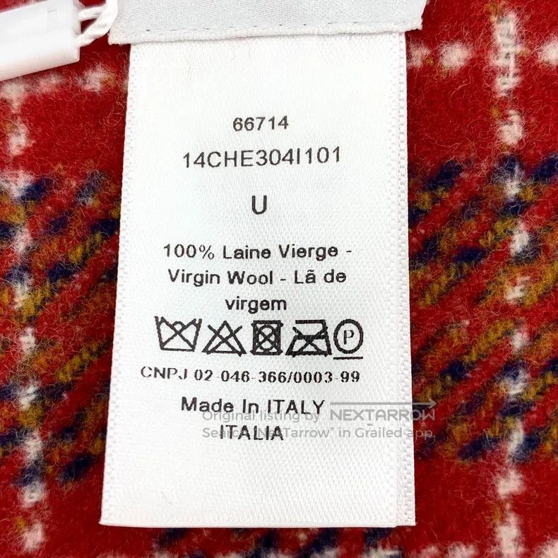 Dior Dior Red plaid letter inlaid wool tassel scarf Size ONE SIZE - 9 Thumbnail