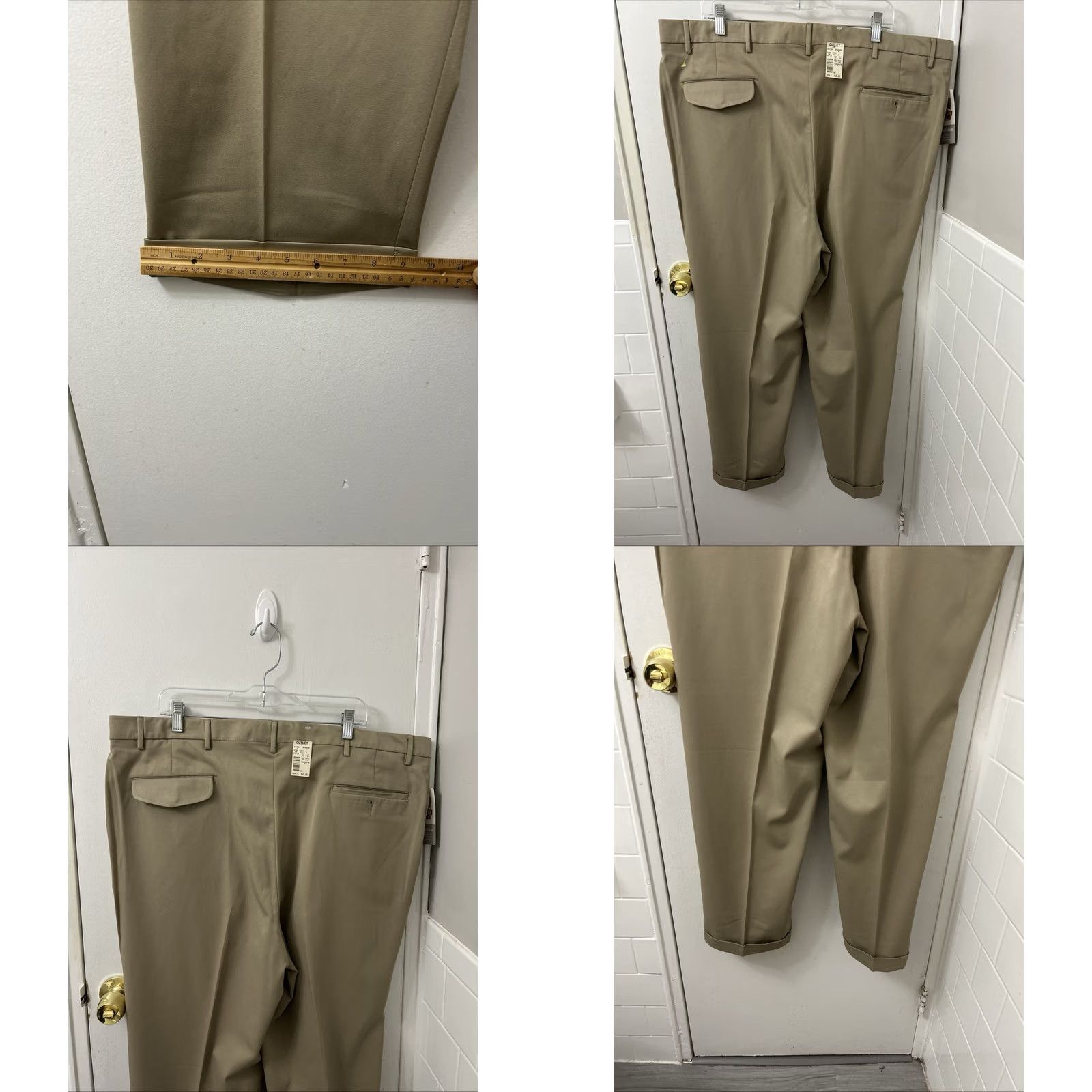Savane Savane Motion Pants Mens 44x30 Beige Pleated Cuffed Straight Leg NWT 0 MSRP Size US 44 / EU 60 - 8 Thumbnail