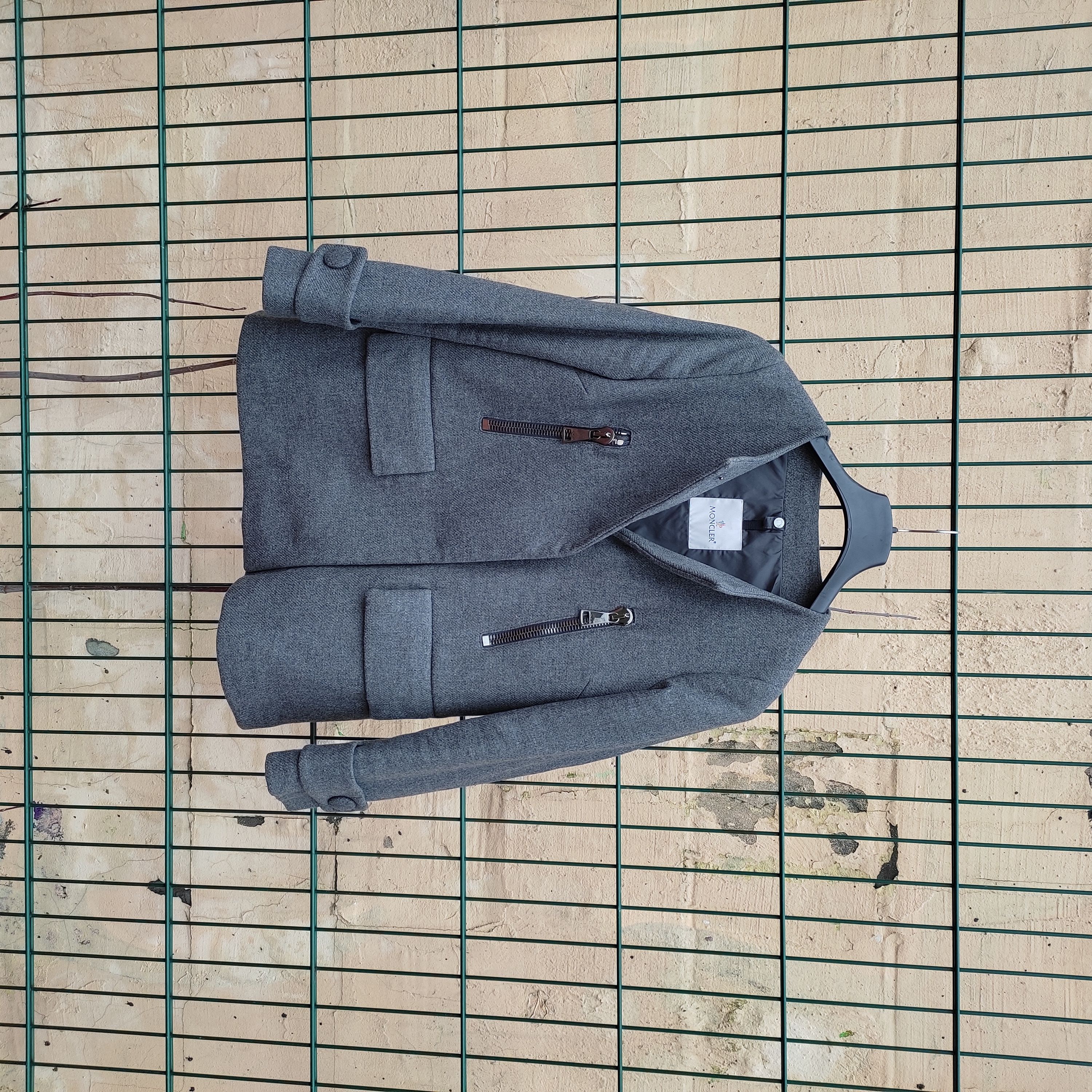 image of Womens Moncler Euphemia Giubbotto Wool Coat Jacket Blazer in Grey (Size Small)
