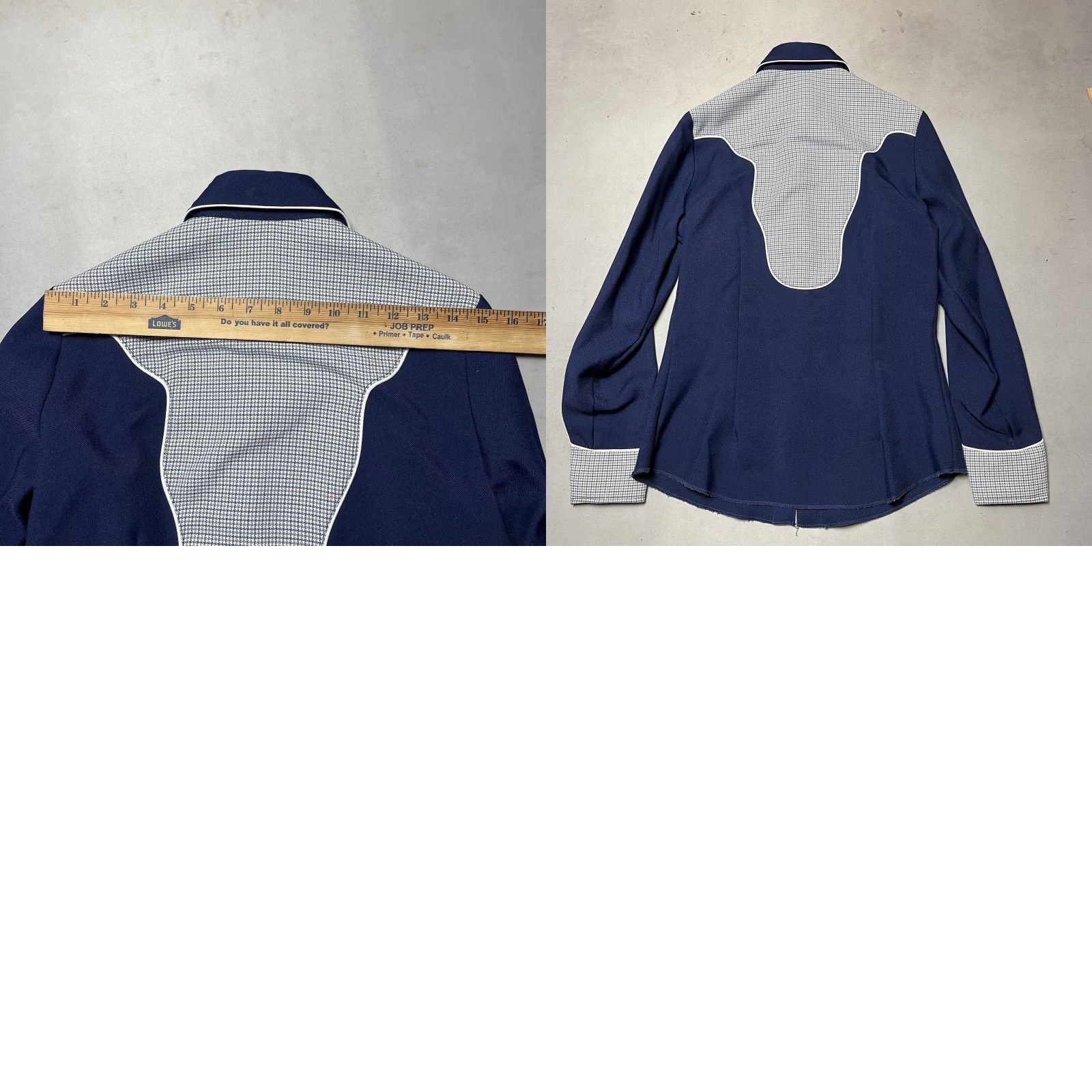 VINTAGE H Bar C California Ranchwear Pearl Snap Button Up Shirt Slim Regular Men Blue Cotton Blend Knit Long Sleeve Button-Down Collared Pocket