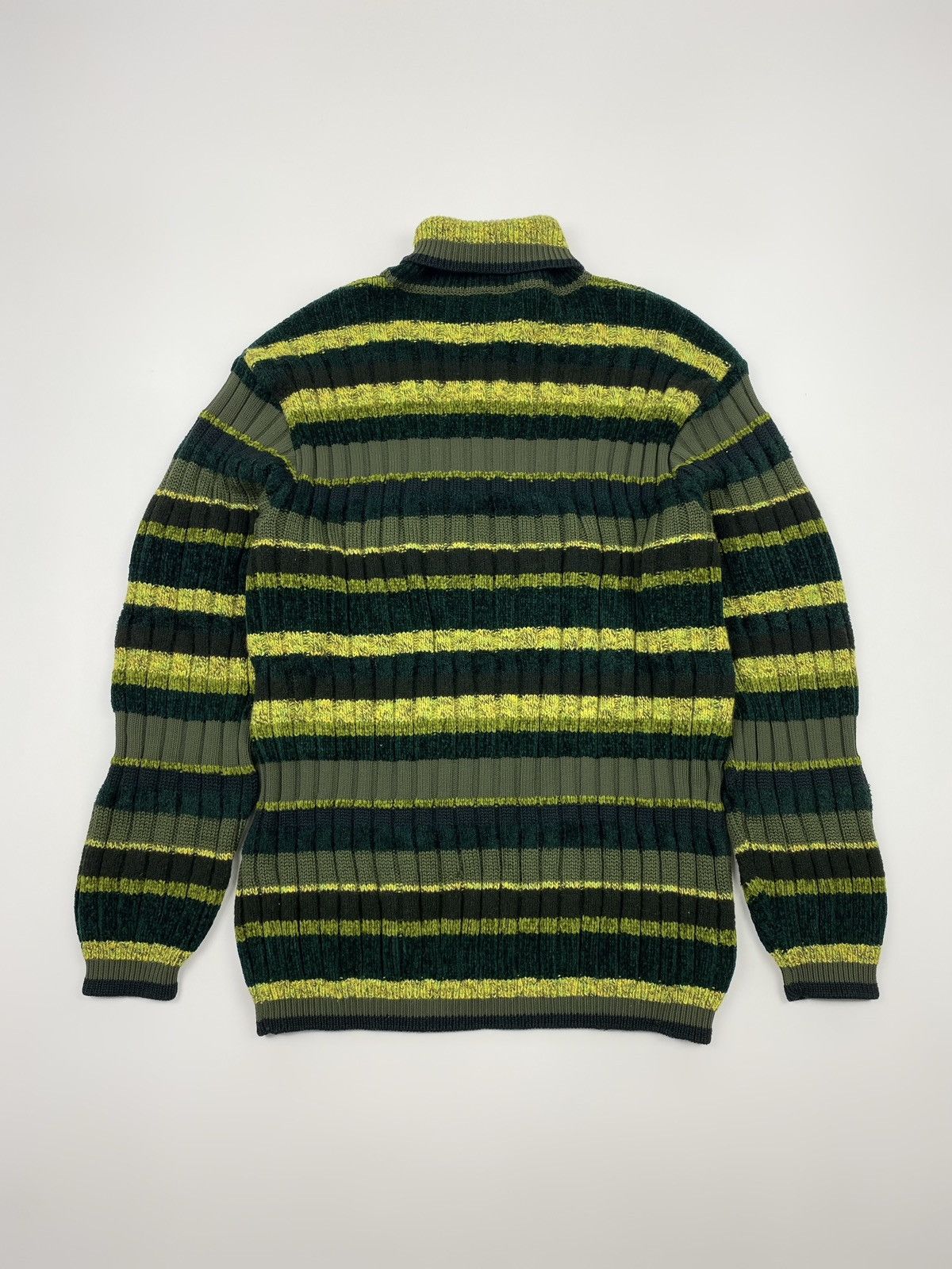 Versace 1990s Vintage Versace Classic V2 Stripped Turtleneck Sweater Size US L / EU 52-54 / 3 - 10 Thumbnail