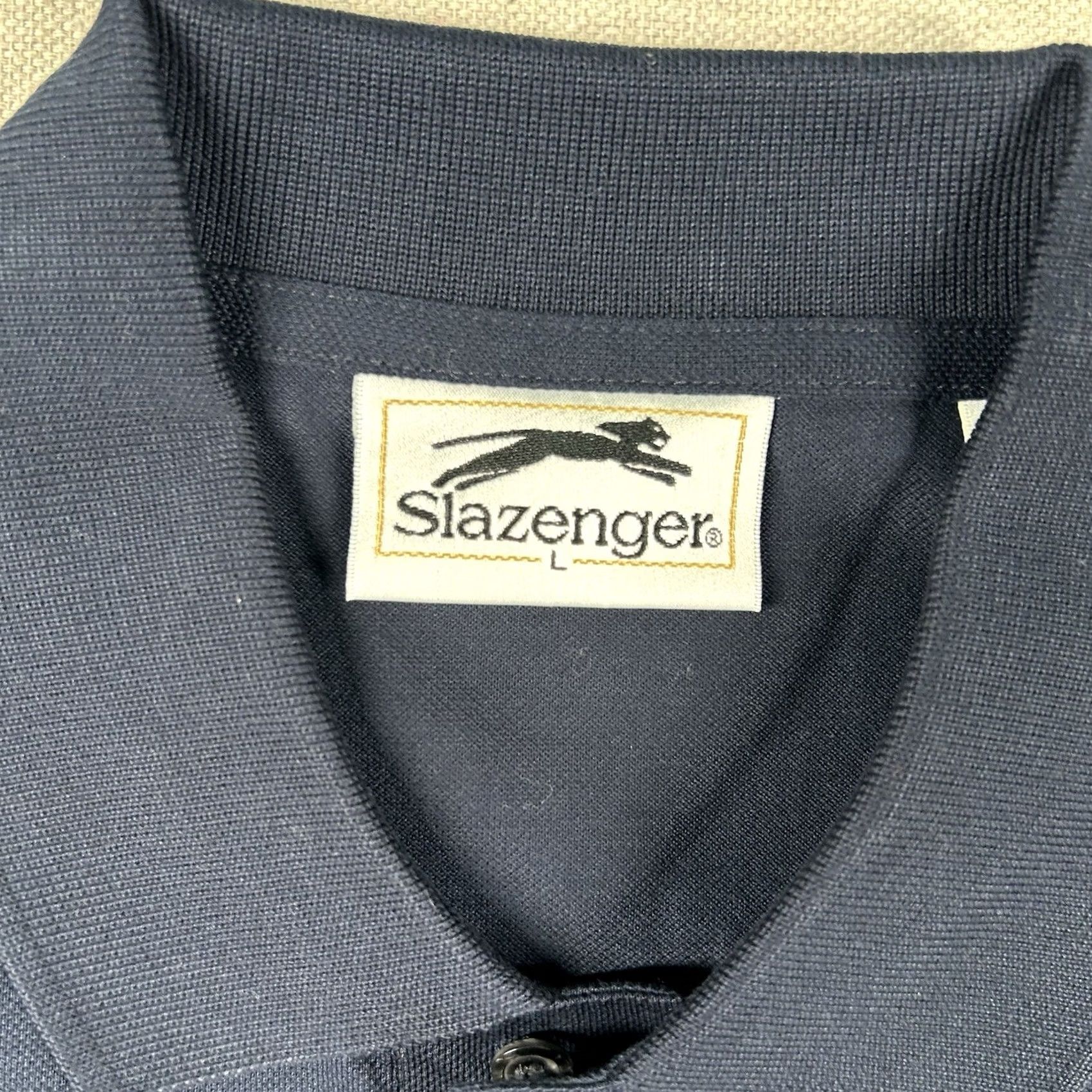 Vintage VINTAGE Slazenger Mens L Golf Polo Shirt Navy Blue 100% Cotton Polo Style Preppy Sports Size US L / EU 52-54 / 3 - 4 Thumbnail