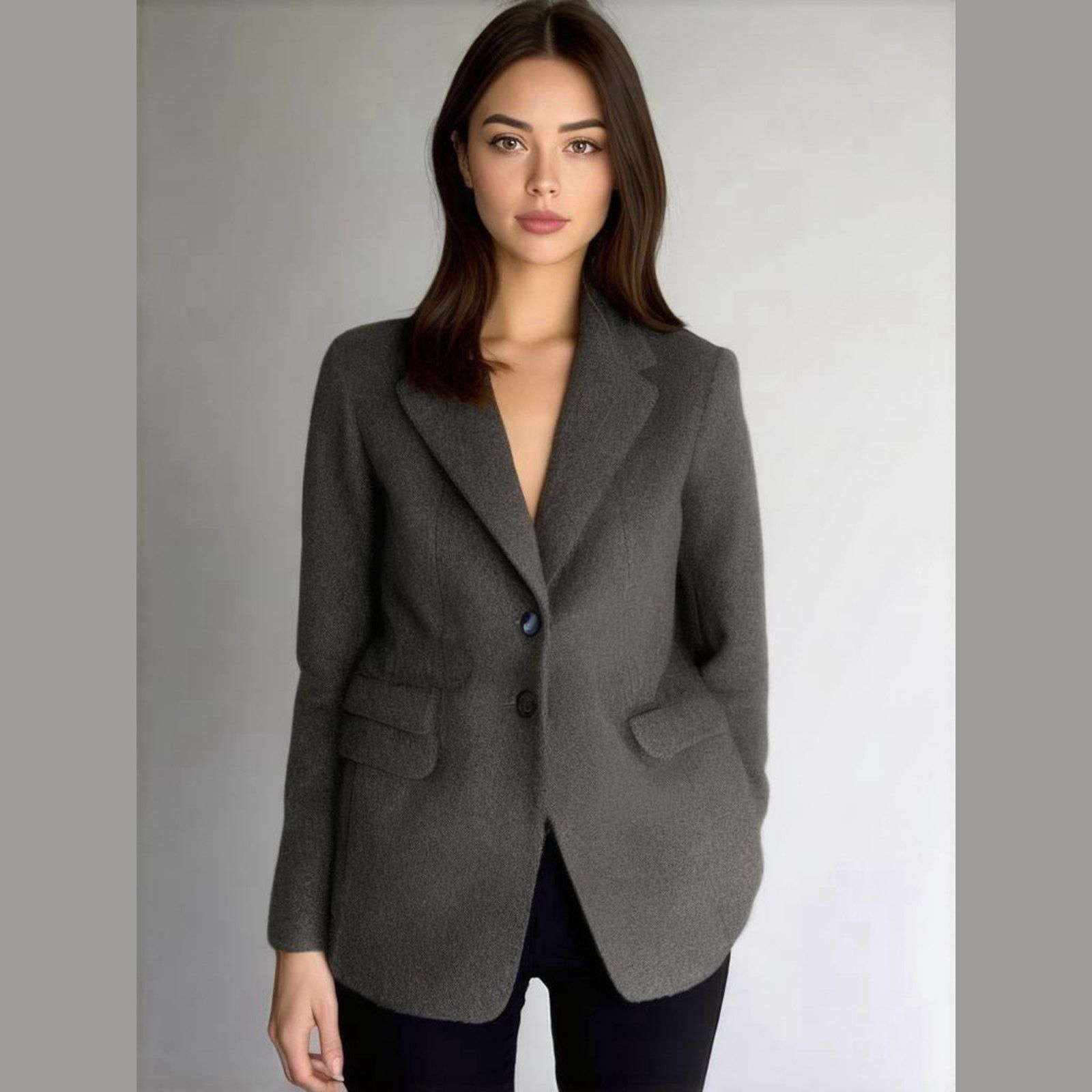 Other Vintage 100% Pure Wool Tweed Blazer Gray Character 16 Size XXL / US 16-18 / IT 52-54 - 8 Thumbnail