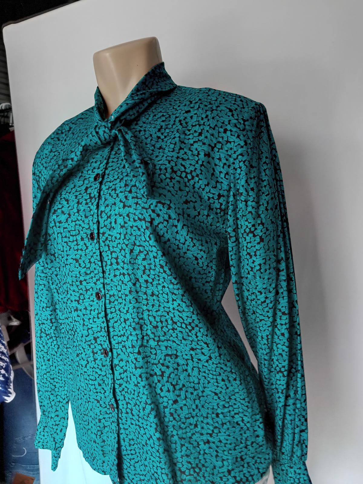 Designer Vintage Country Sophisticates Blouse - Teal Pattern Size M / US 6-8 / IT 42-44 - 2 Thumbnail