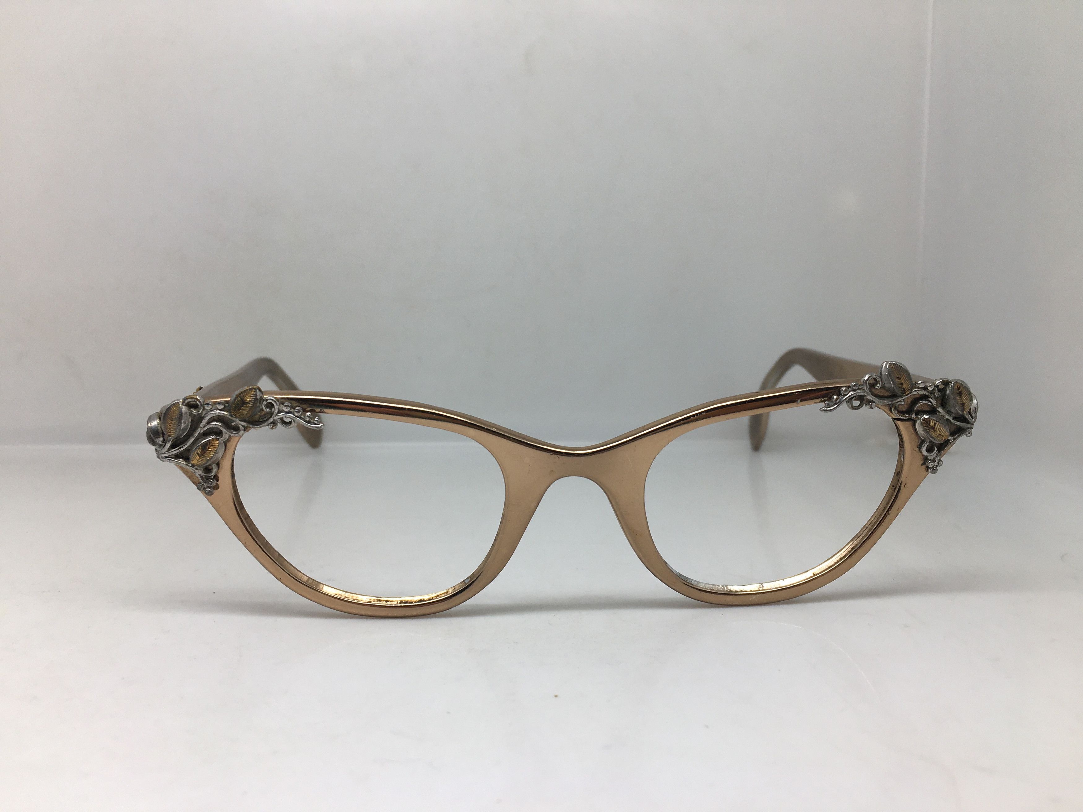 Vintage 50s TURA Woman Aluminum Brown Cateye Eyeglasses