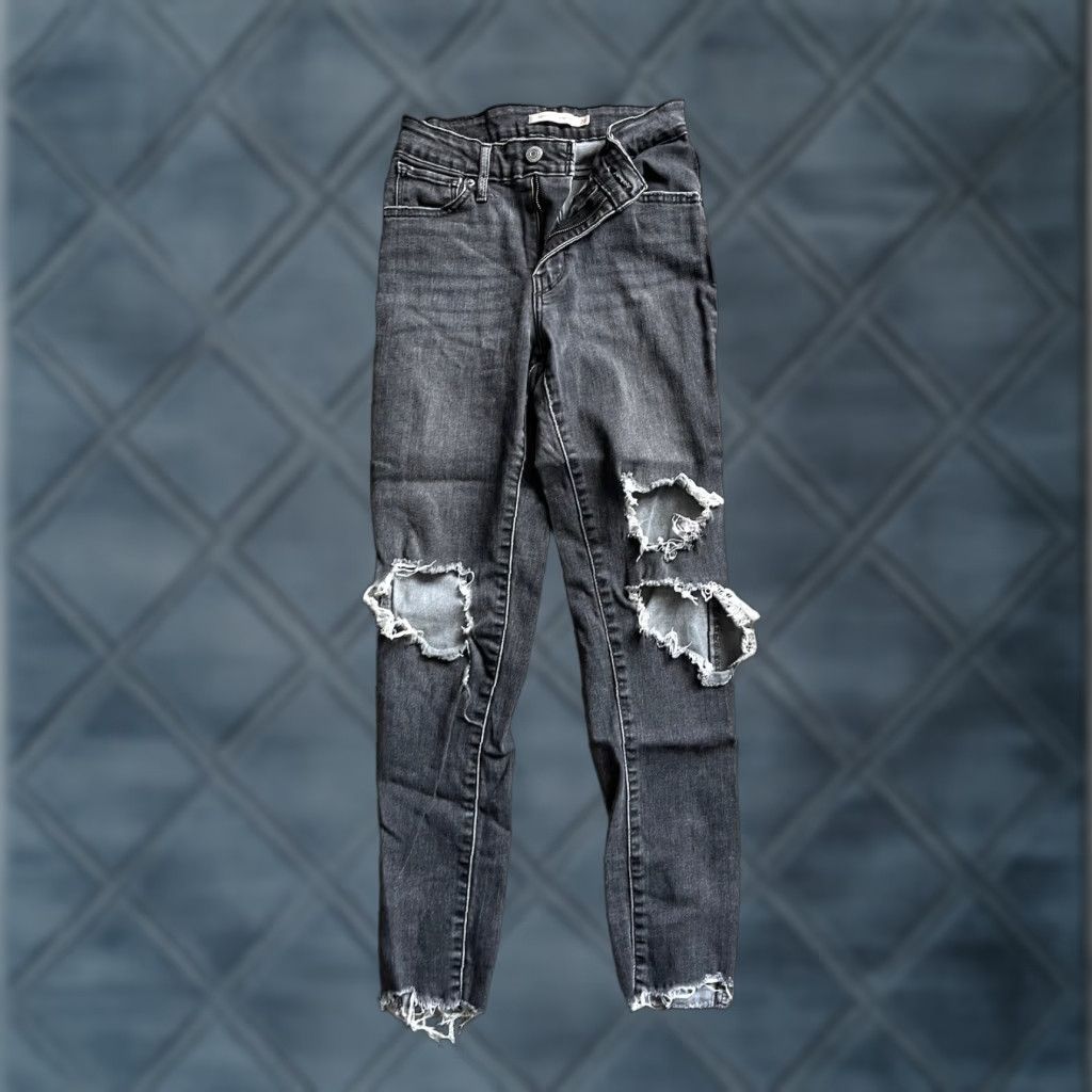 Levi's Levi's 721 High-Rise Skinny Women's Jeans - Size 26 Black Distressed 26x27 Regular Rise Size 26" / US 2 / IT 38 - 1 Thumbnail