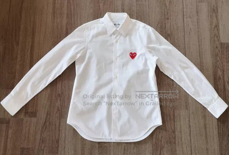 Comme des Garcons Comme Des Garcons Red Heart Embroidered White Shirt Size M / US 6-8 / IT 42-44 - 1 Thumbnail