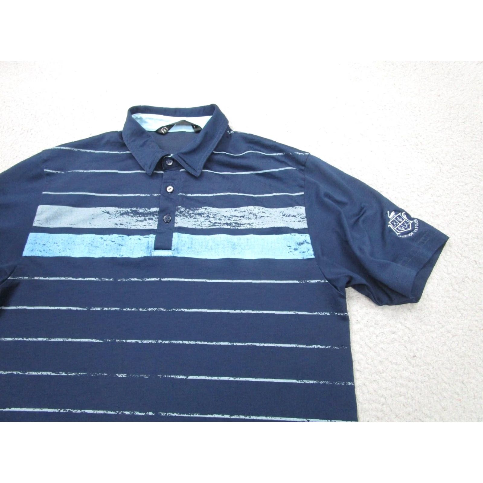 TravisMathew Travis Mathew Mens Medium Blue Striped Polo Shirt Golf Casual Summer Size US M / EU 48-50 / 2 - 2 Thumbnail