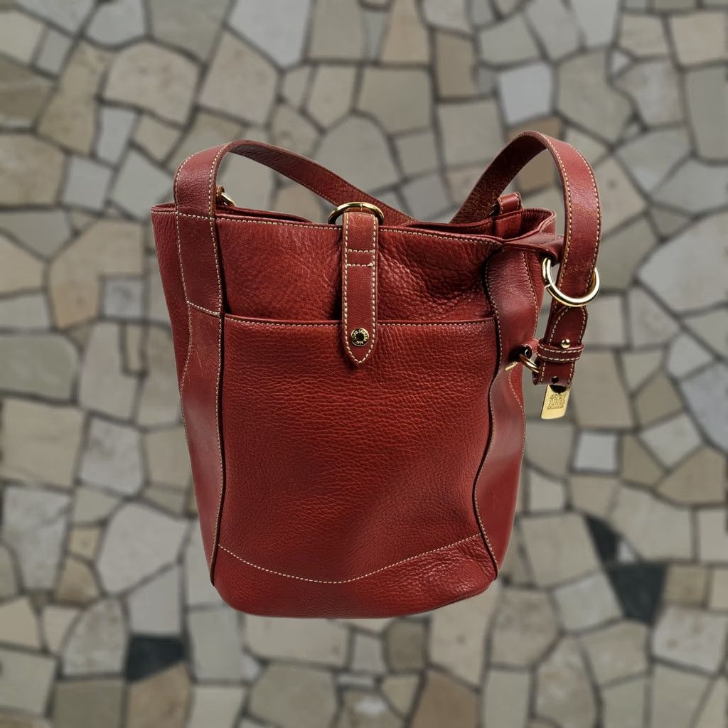 Vintage 49 Av Junko Shimada Tote Leather Handbag Purse Shoulder Pebbled Bright Red Womens Size ONE SIZE - 1 Thumbnail