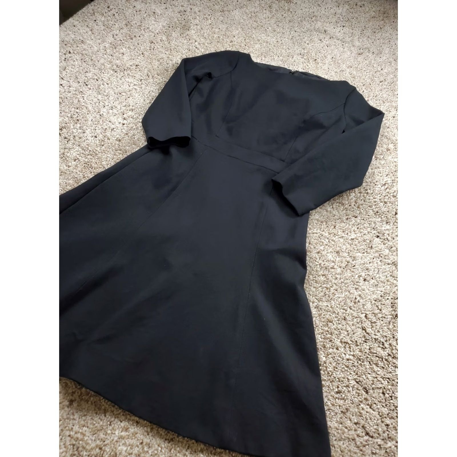 J.Crew J.CREW Dress Womens 4 Black Fit Flare Long Sleeve Knee Length Solid Classic Cocktail Workwear Formal Women Size S / US 4 / IT 40 - 2 Thumbnail