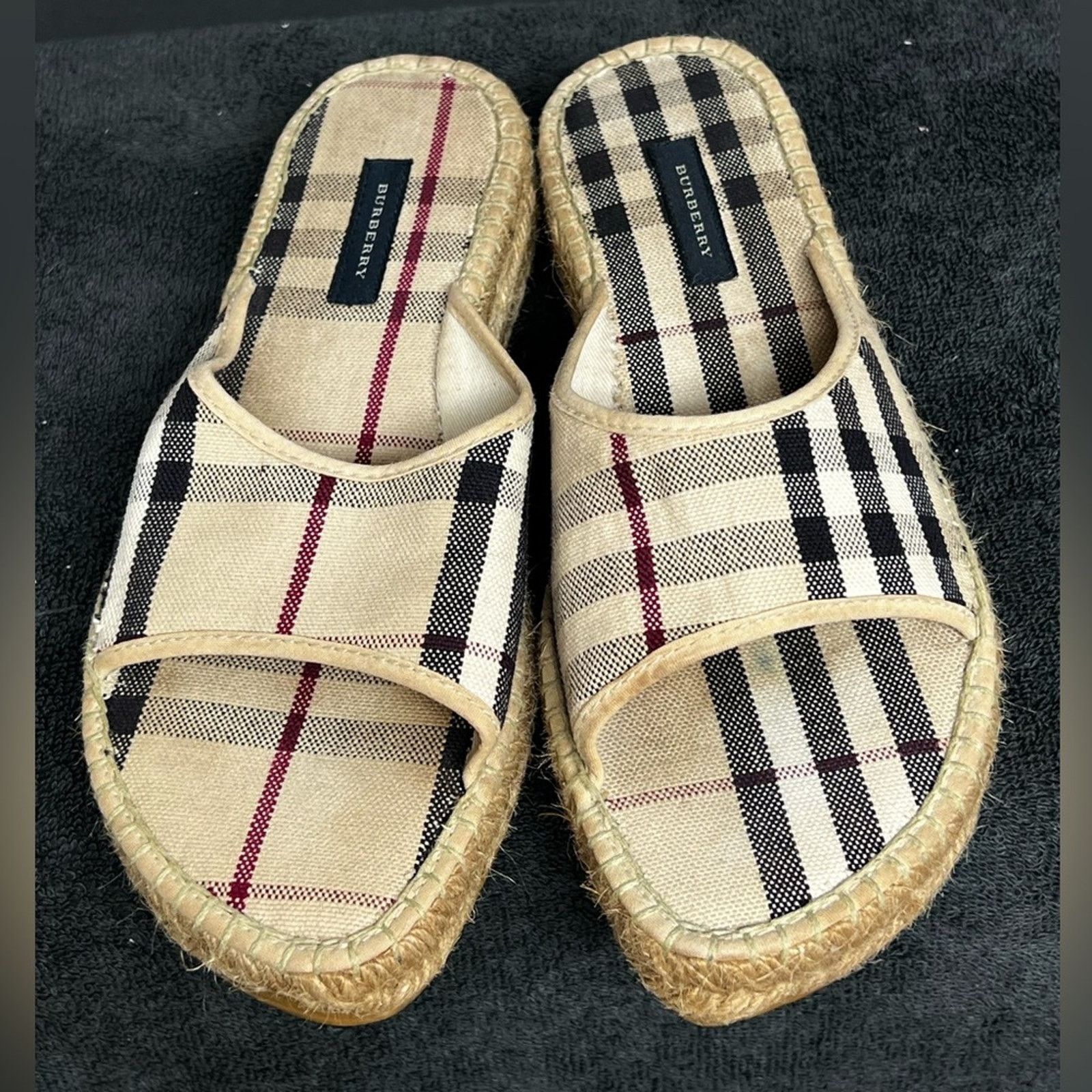 Burberry Burberry Nova Check Jute Espadrille Slides Eur 38 US 7.5-8 Size US 8 / IT 38 - 1 Thumbnail