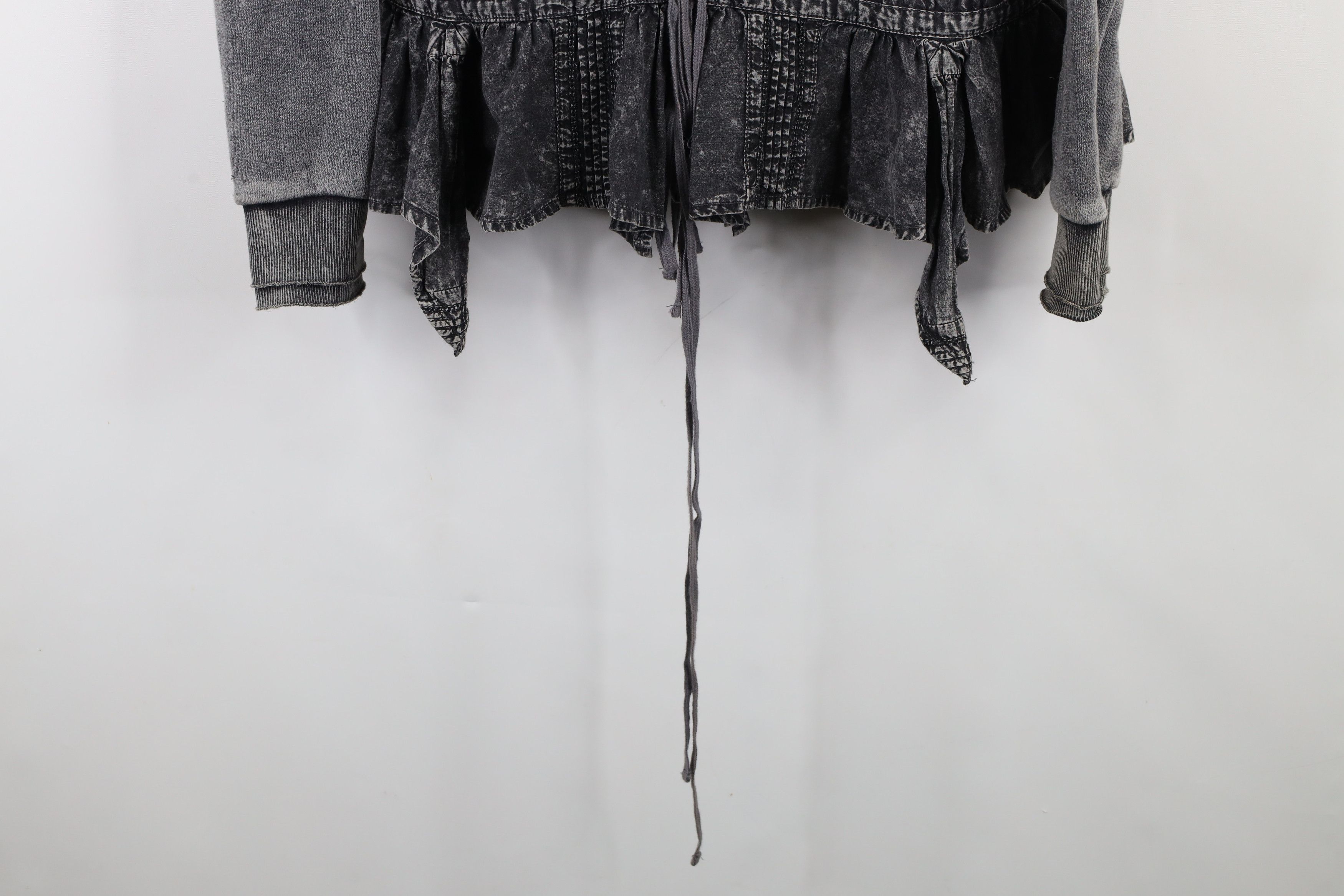 Free People × Vintage Free People Acid Wash Ruffled Full Zip Hoodie Sweatshirt Size S / US 4 / IT 40 - 4 Thumbnail