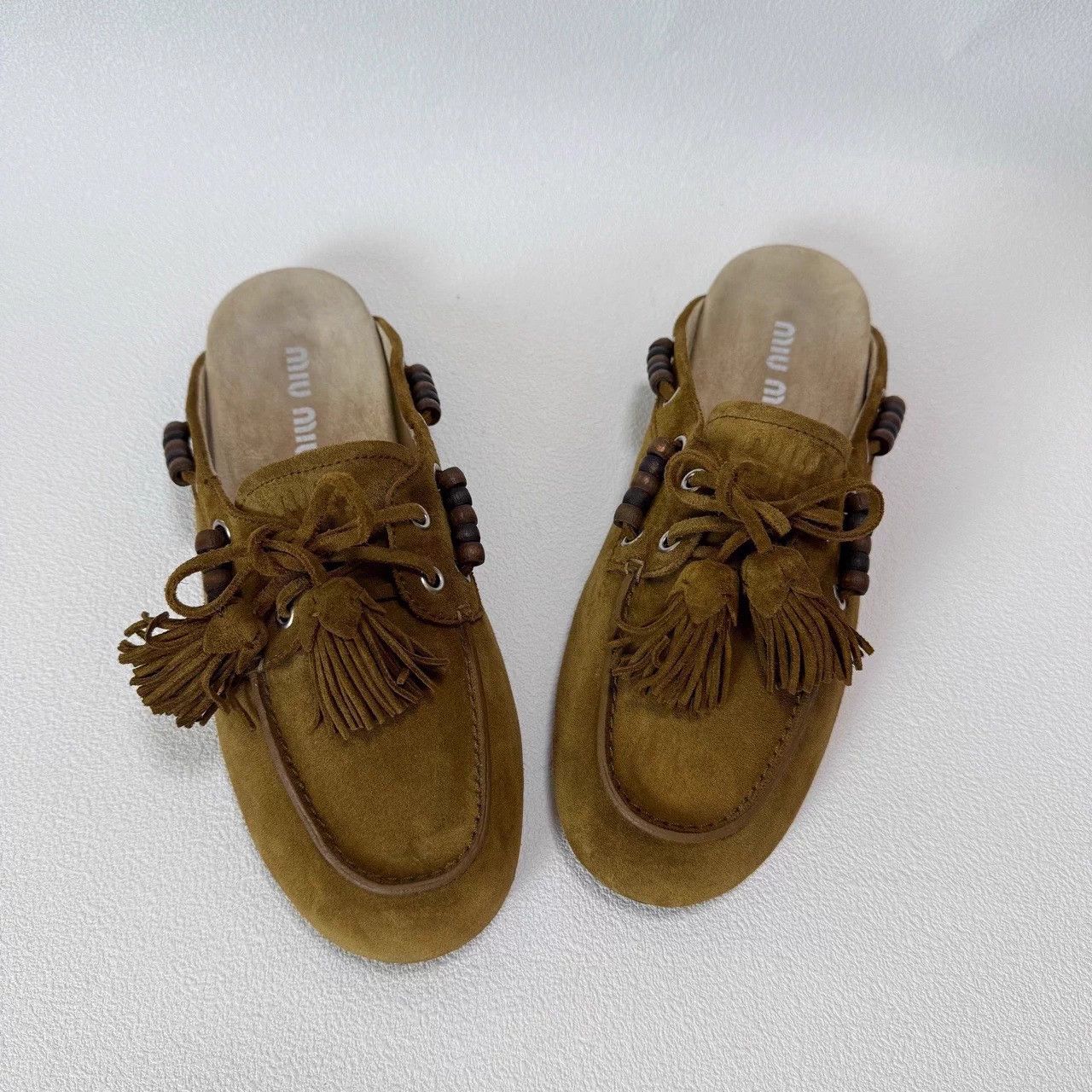 Miu Miu MIU MIU Suede Beaded Tassel Slip-on Mules Size US 8 / IT 38 - 2 Thumbnail