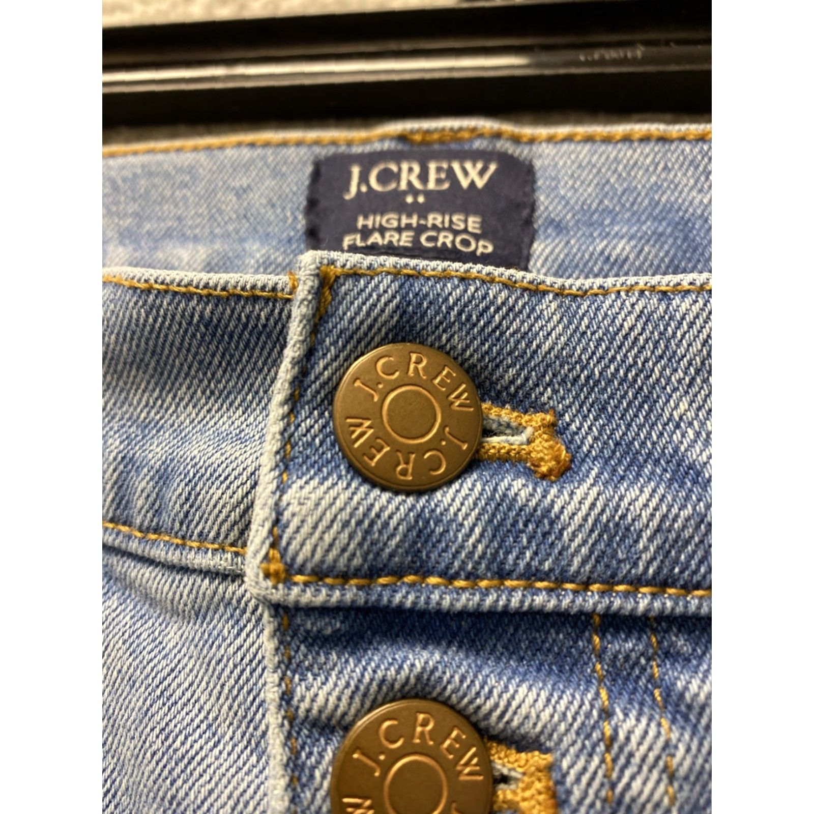 J.Crew J.Crew Jeans Women’s 29x25 Flare High Rise Blue Denim Slimming Button Zip Raw Hem Regular Size 29" - 5 Thumbnail