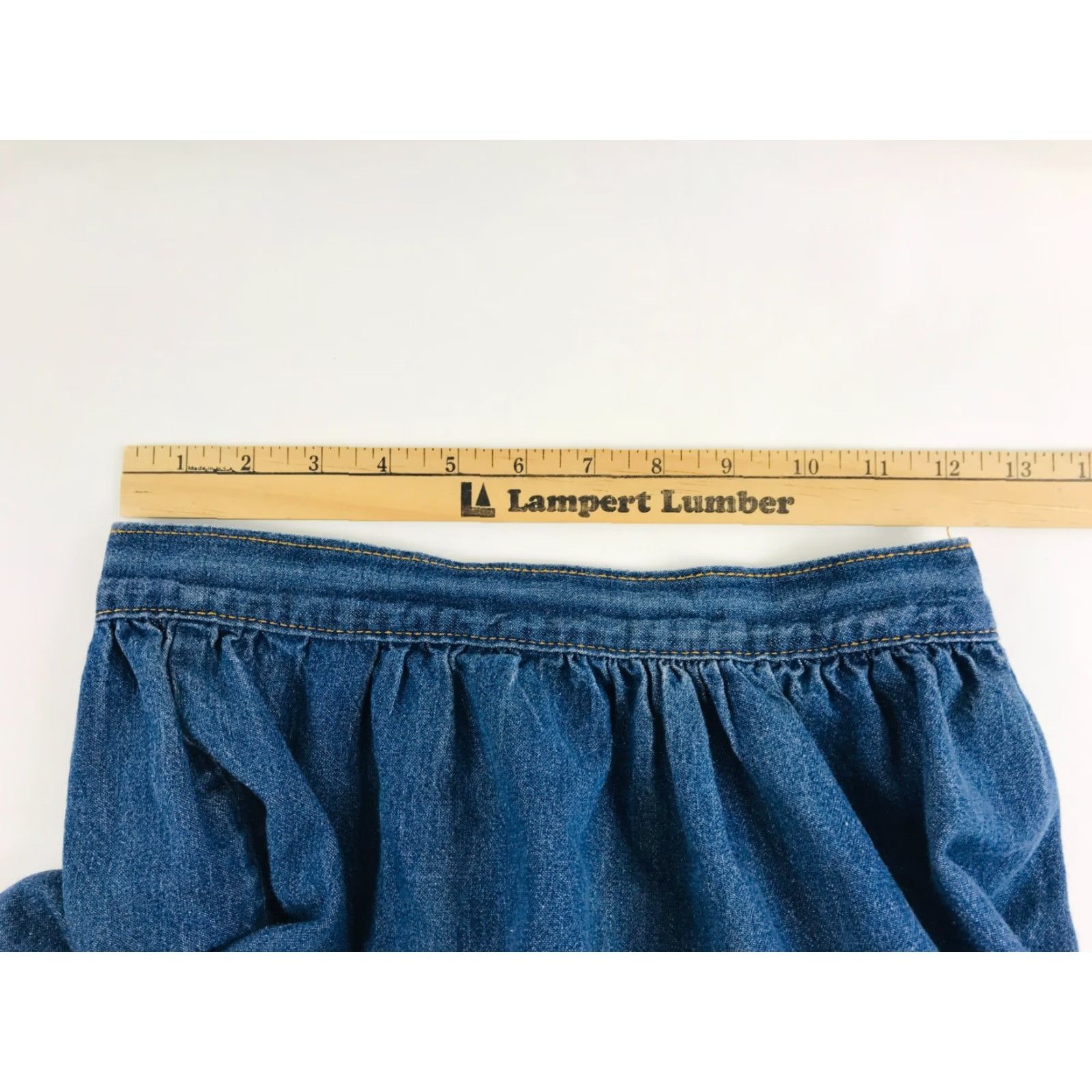 Vintage Tres Jolie Skirt Women's Size 9/10 Blue Denim Midi Swing Boho Buttoned Zip Side Size 30" / US 8 / IT 44 - 4 Thumbnail