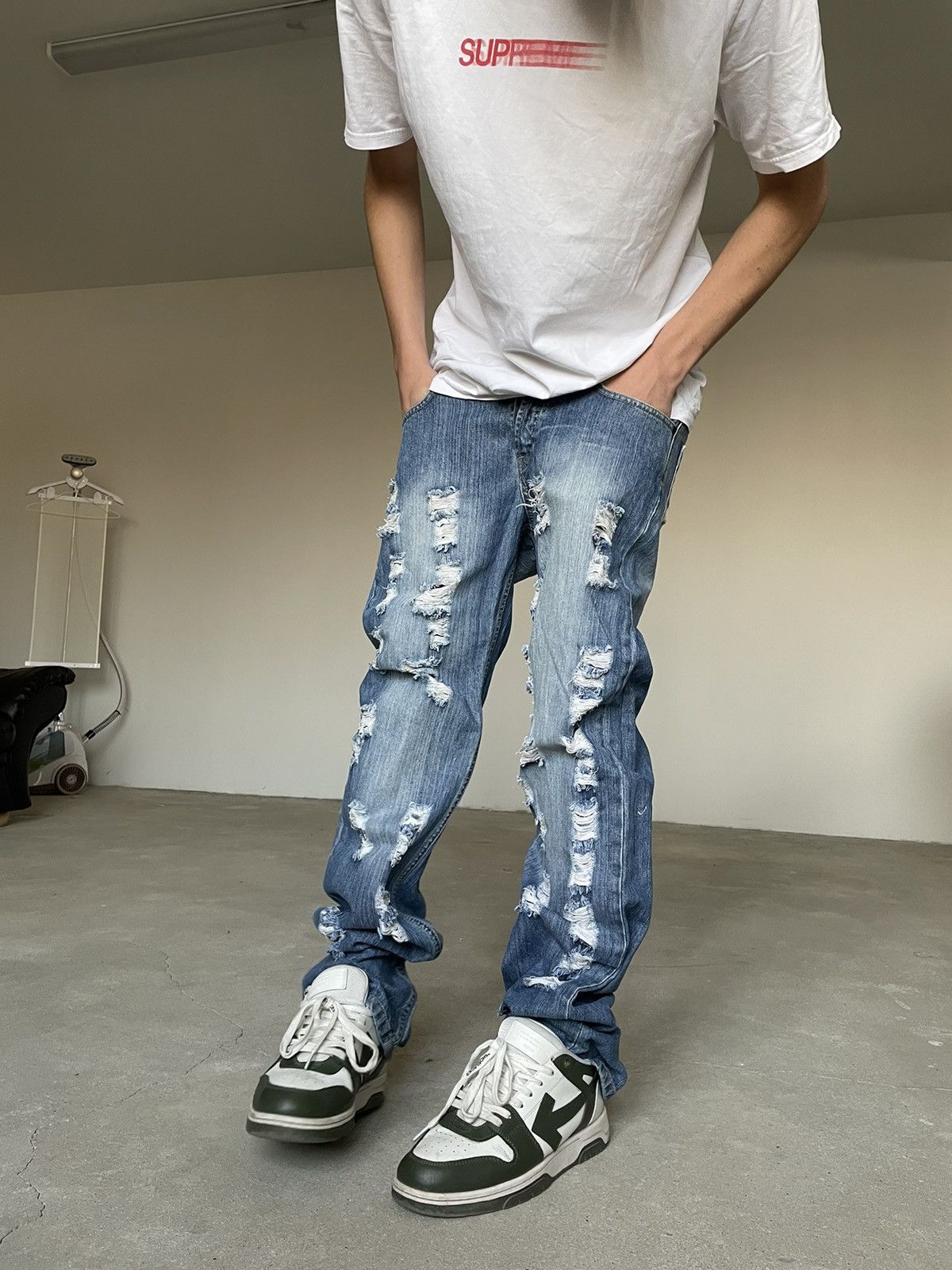 Diesel × Vintage Vintage Diesel distressed denim jeans stacked Size US 31 - 3 Thumbnail