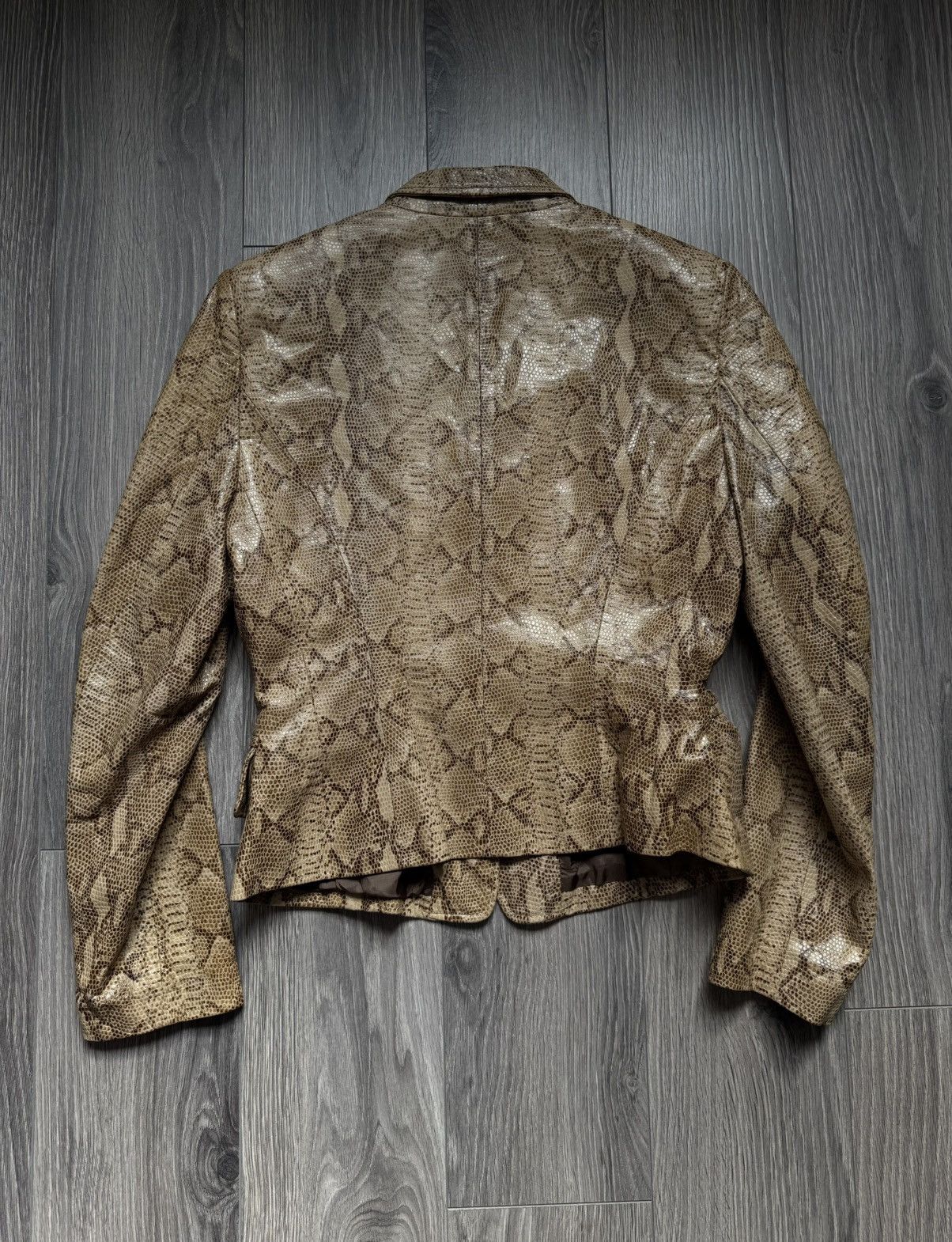 Vintage Sylvie Schimmel Paris Leather Python-print Jacket 42 Size M / US 6-8 / IT 42-44 - 14 Thumbnail