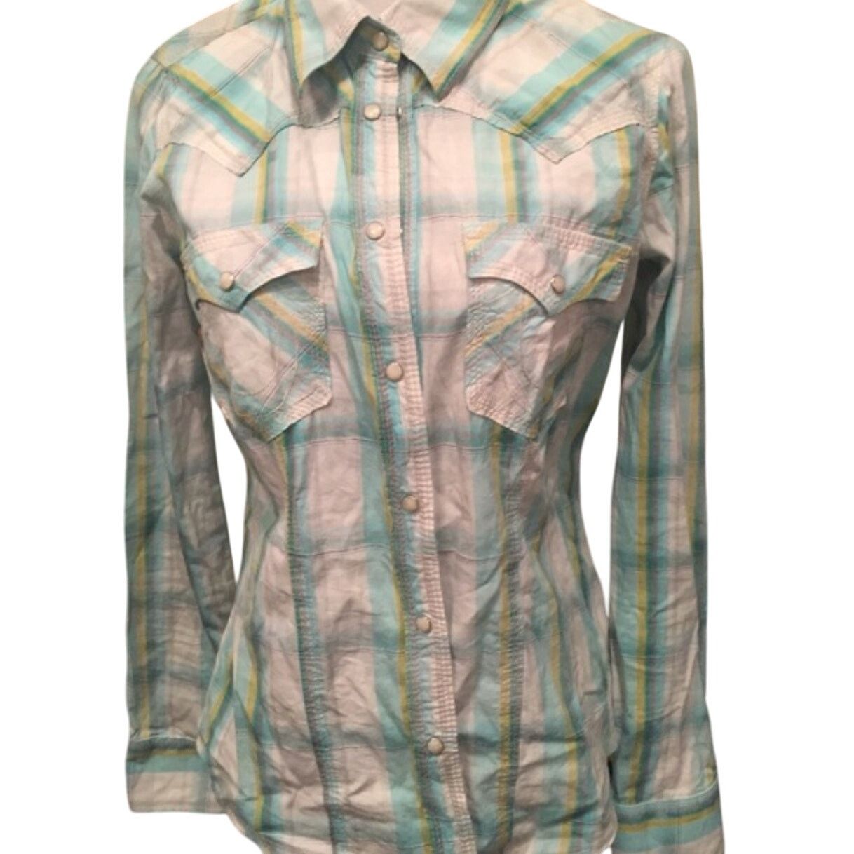 True Religion True Religion Blue Yellow Plaid Pearl Snap Front Medium Size M / US 6-8 / IT 42-44 - 1 Thumbnail