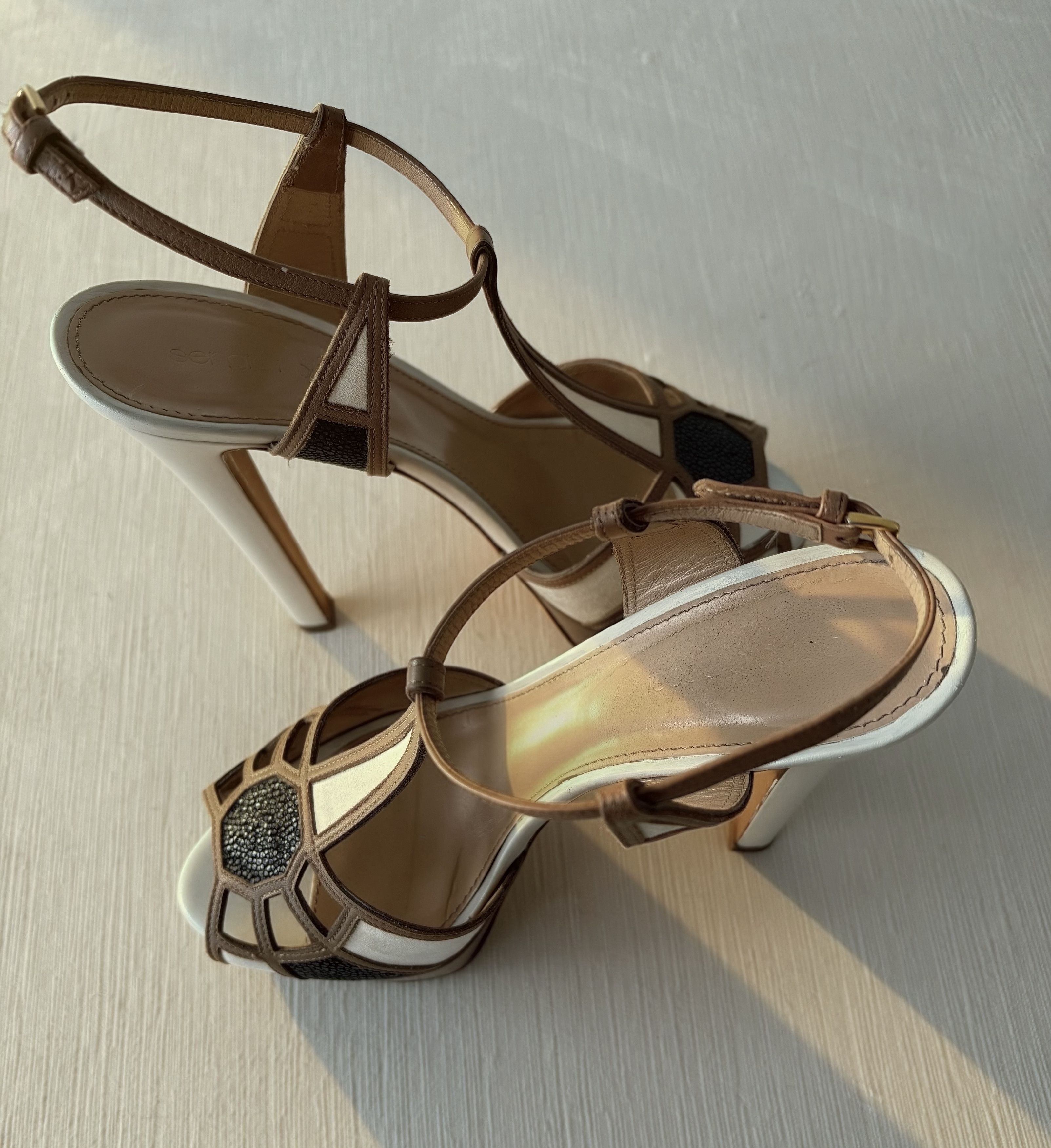 Sergio Rossi Sergio Rossi Leather & Suede Cage Platform Heels Size 39.5 Size US 9.5 / IT 39.5 - 7 Thumbnail