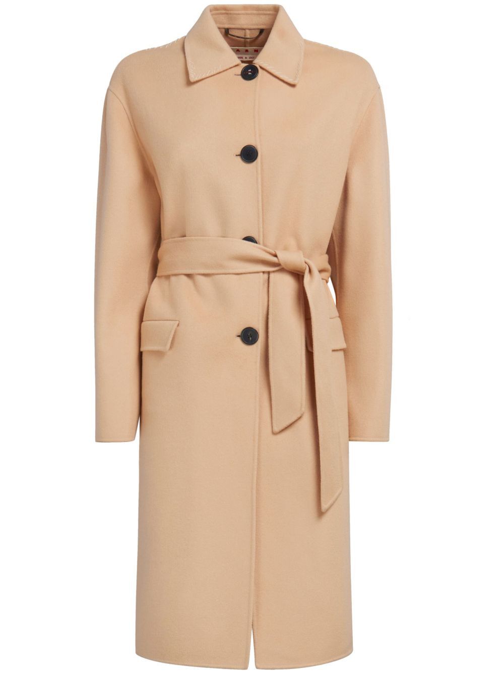 Marni o1w1db10125 Belted Virgin Wool Blend Coat in Camel Brown Size XL / US 12-14 / IT 48-50 - 1 Thumbnail