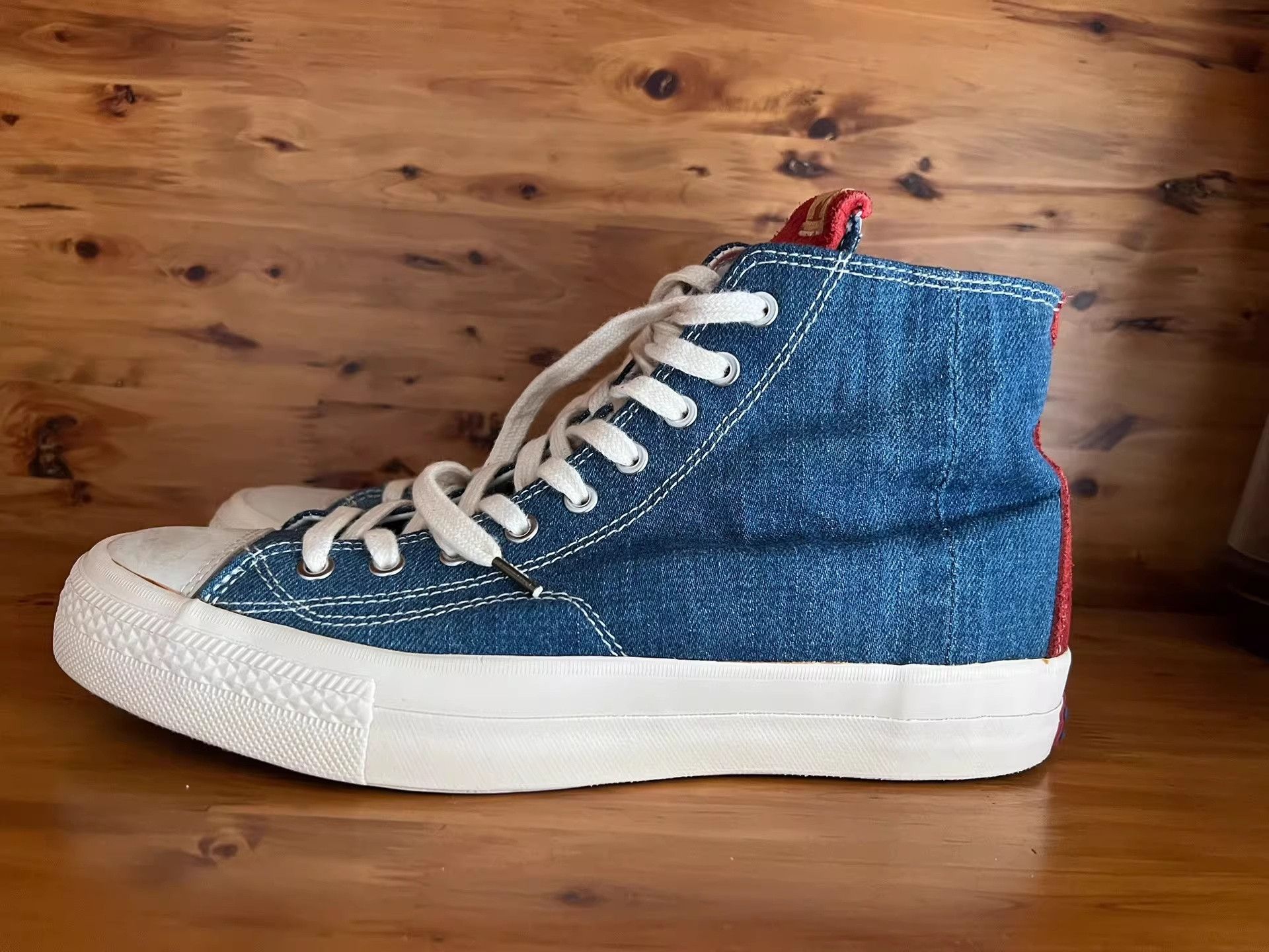 Visvim Visvim Denim Spliced Red Tail High-Top Sneakers Size US 9 / EU 42 - 3 Thumbnail