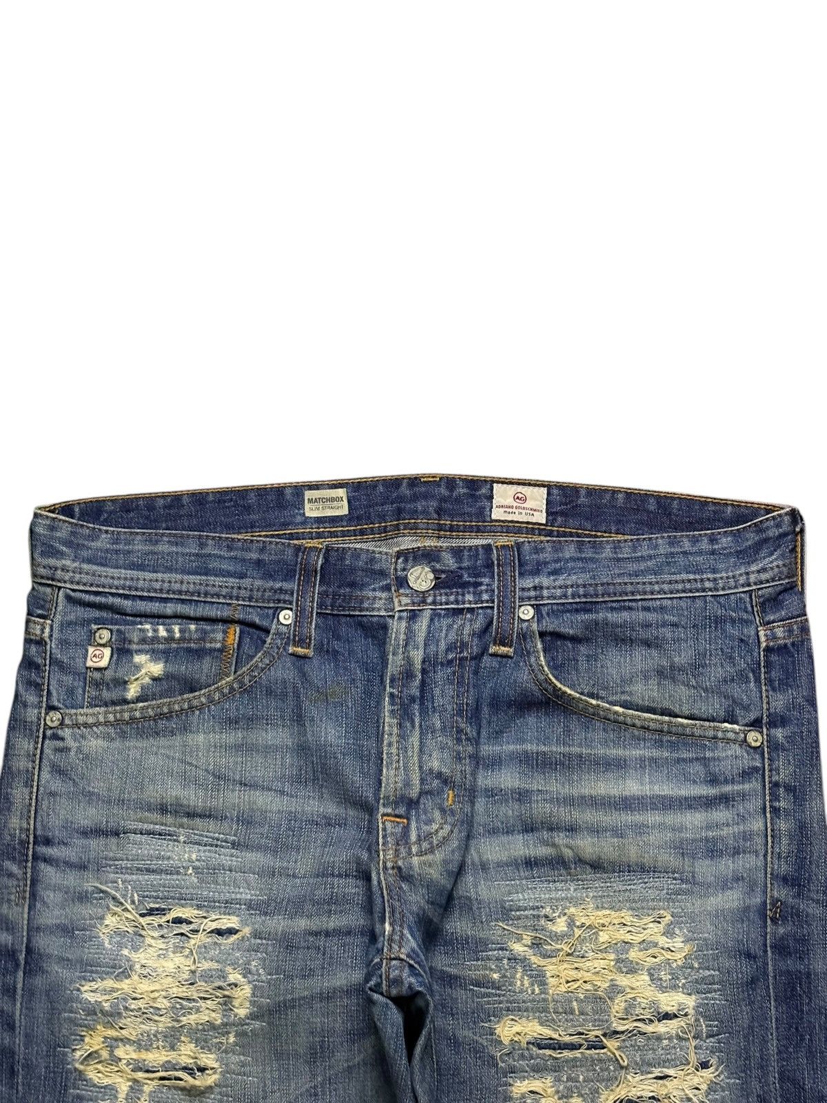 AG Adriano Goldschmied Vintage Adriano Goldscmied Mud Wash Sashiko Style Jeans Size US 35 - 4 Thumbnail