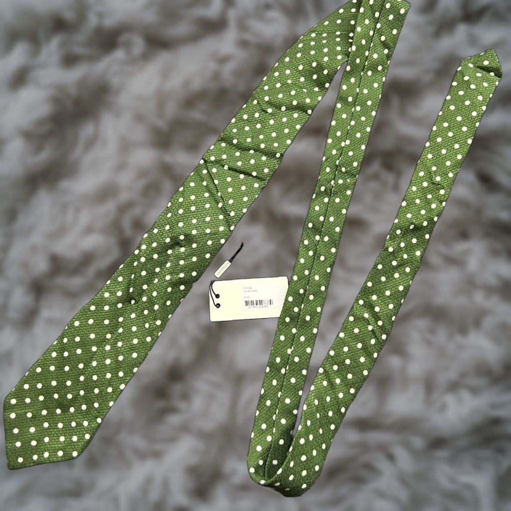 Suitsupply Suitsupply Mens 100% Silk Green Tie Polka Dot Size ONE SIZE - 1 Thumbnail