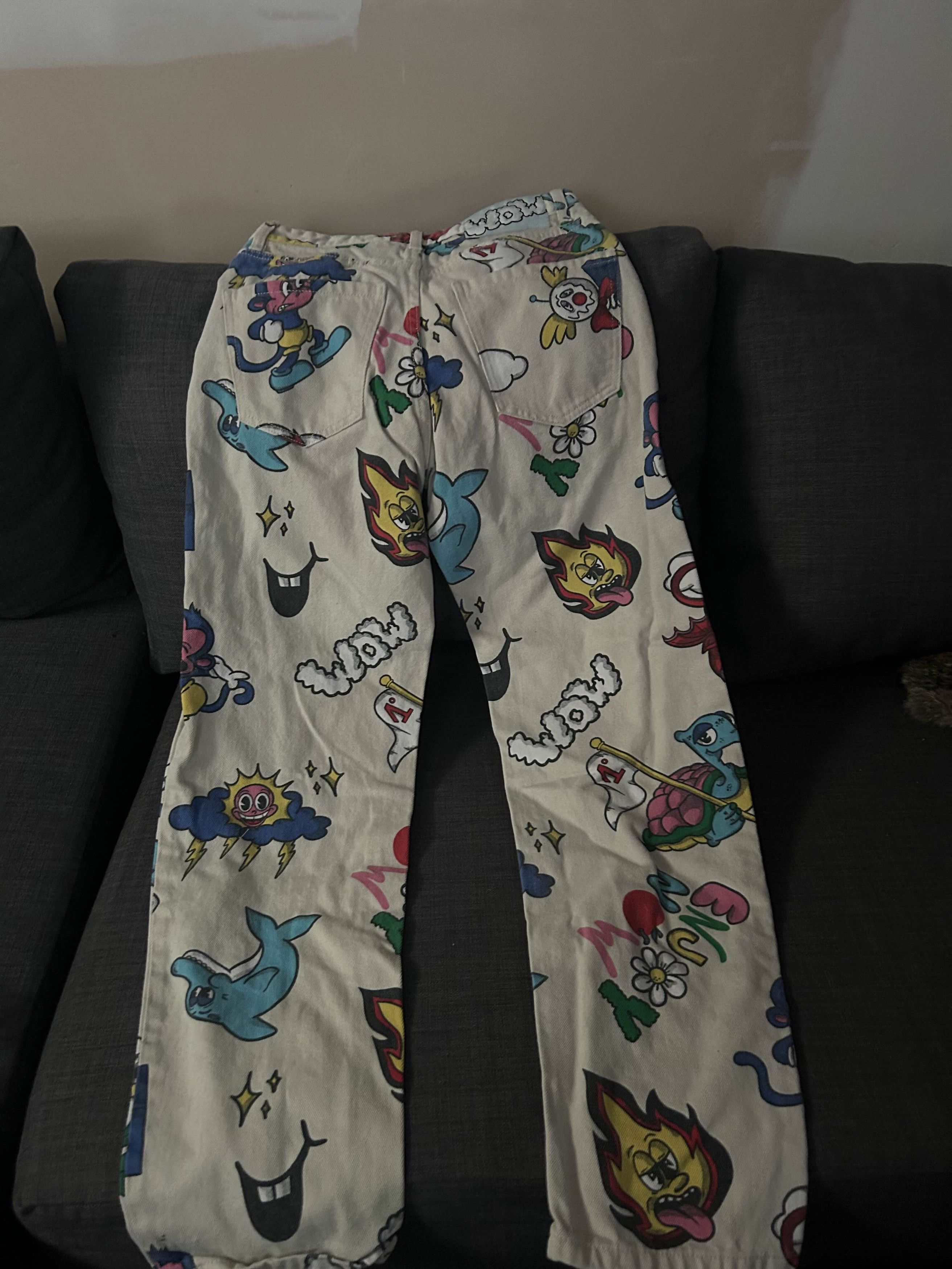 Bershka Denim Bershka Cartoon Jeans Size 28" / US 6 / IT 42 - 2 Thumbnail