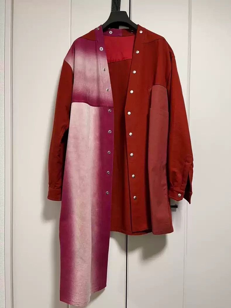 Rick Owens Rick Owens 19FW asymmetric dyed collarless coat jacket Size US M / EU 48-50 / 2 - 1 Thumbnail