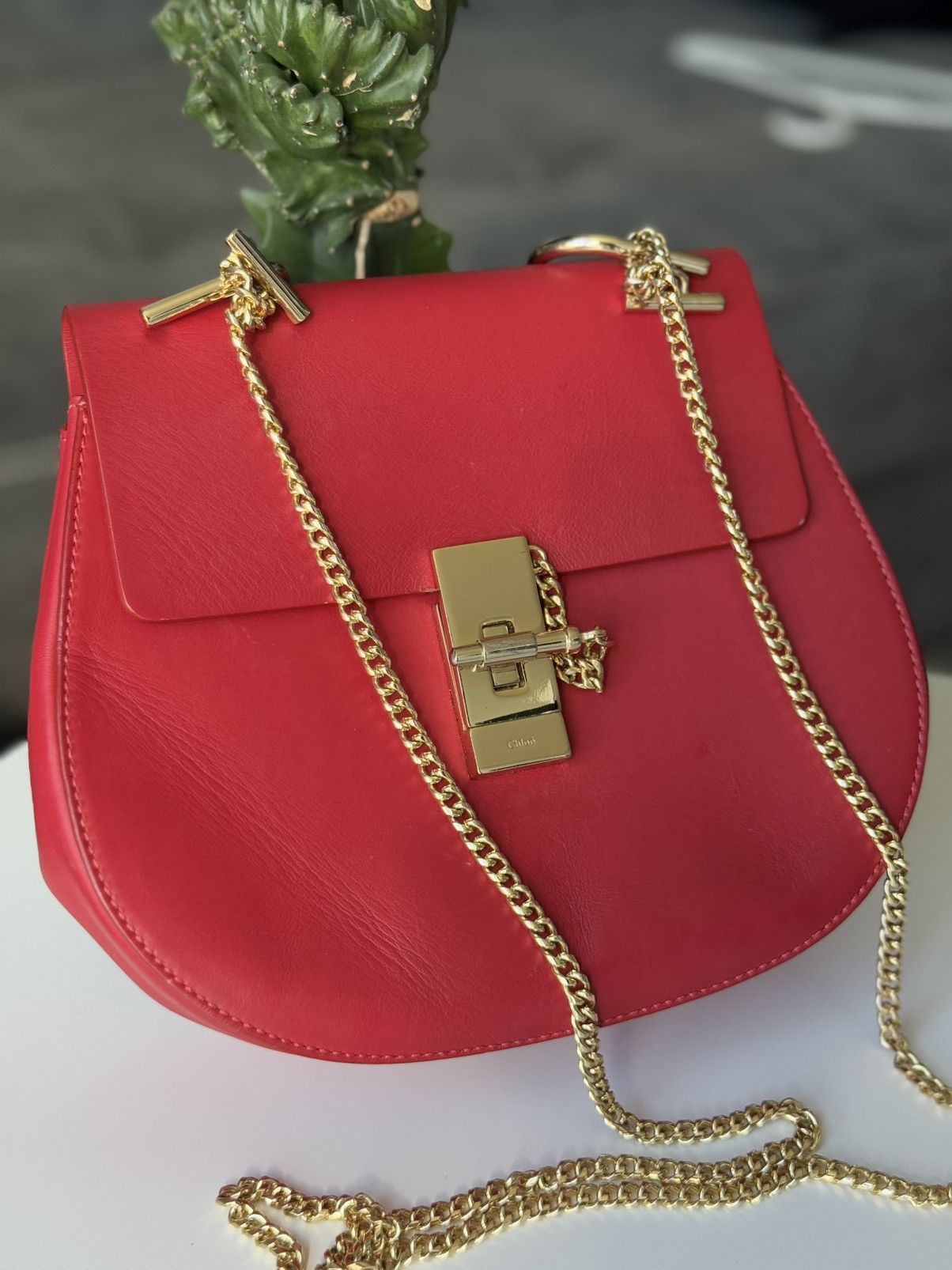 Chloe Chloe Leather Drew Bag Red Size ONE SIZE - 3 Thumbnail