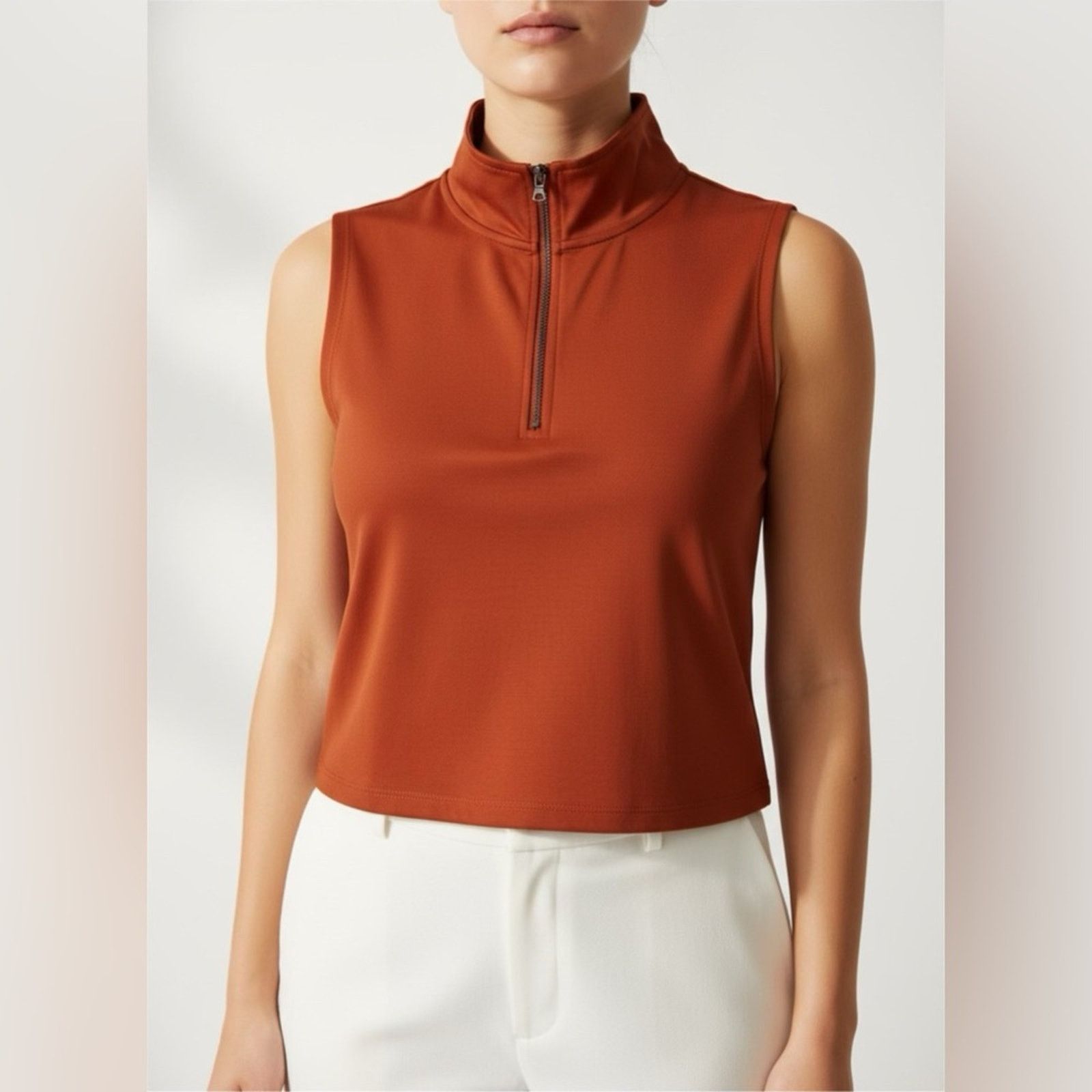 Kenneth Cole NWT Kenneth Cole Women’s XL Russet Sleeveless Zip Top Collar Size XL / US 12-14 / IT 48-50 - 1 Thumbnail