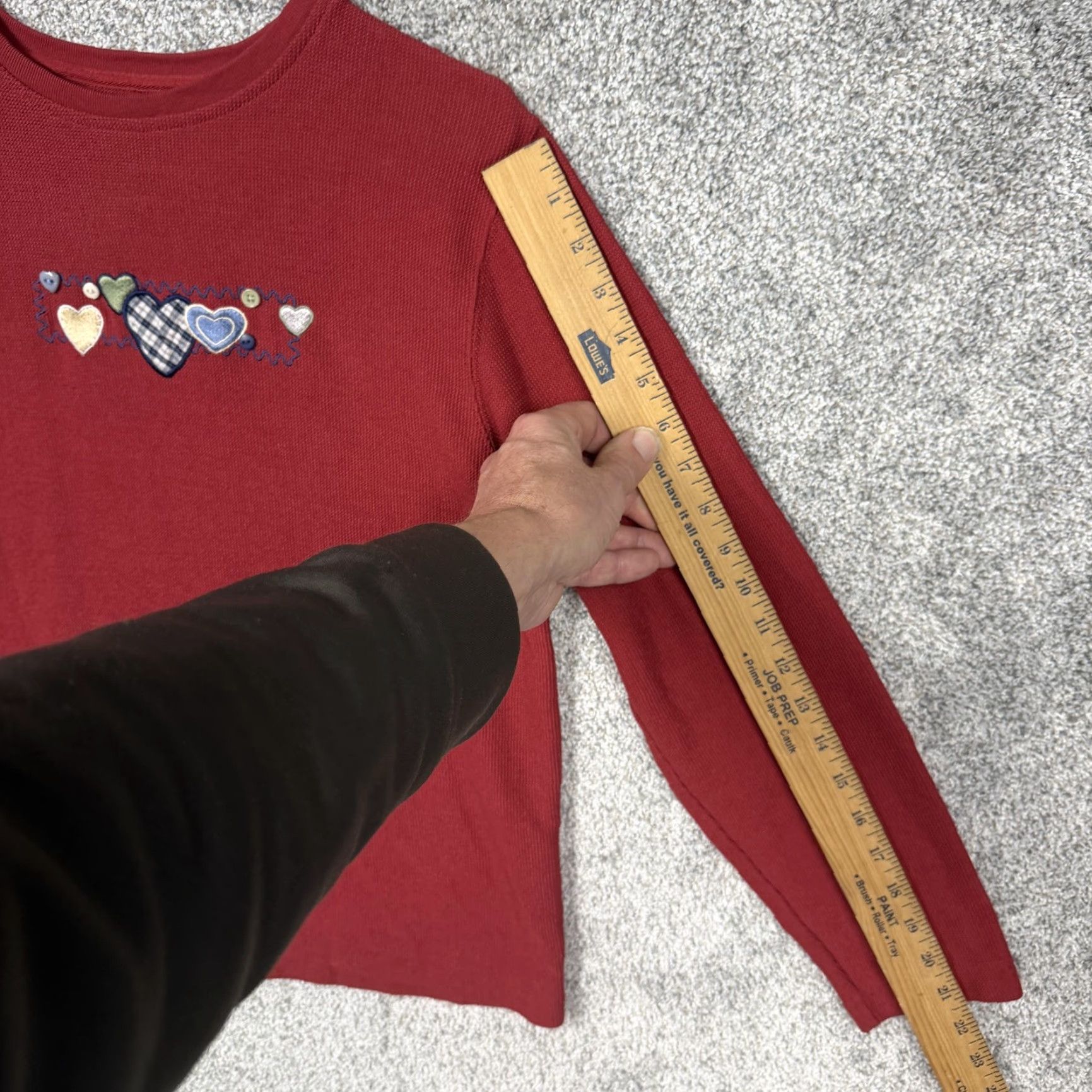 Vintage VINTAGE Christopher & Banks T-Shirt Womens S Red Heart Embroidered Valentine Crew Neck Long Sleeve Knit Top Size S / US 4 / IT 40 - 3 Thumbnail