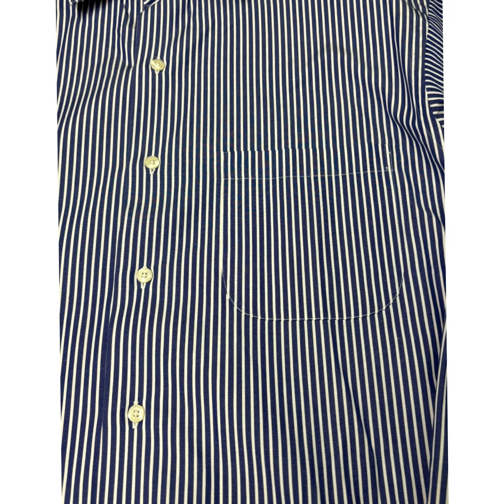 Brooks Brothers Brooks Brothers Dress Shirt Mens Striped Button Down Navy White 15.5 32/33 Regular Chest 46 Cotton Size 42R - 2 Thumbnail