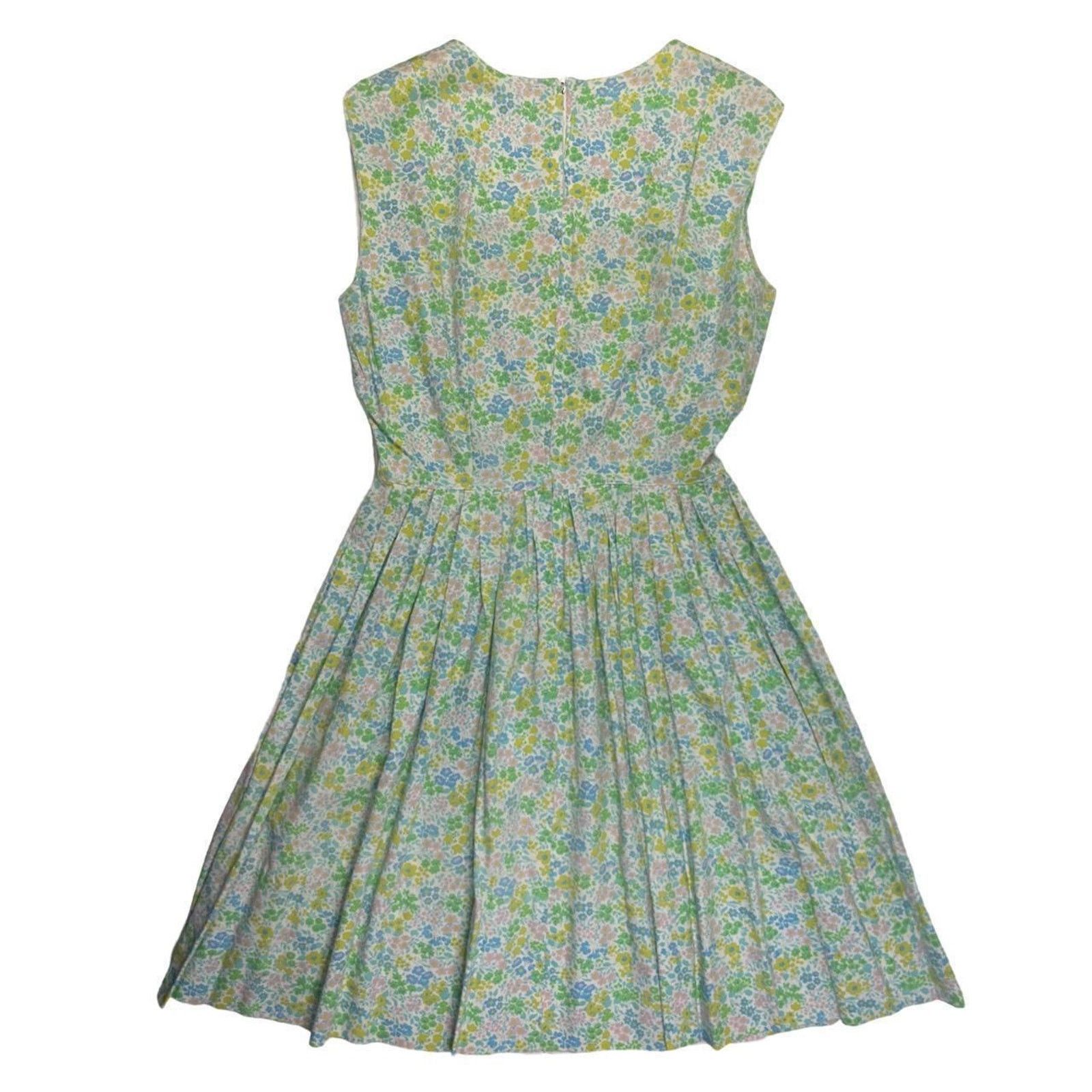 Vintage 50s vintage dress floral white pink blue Size M / US 6-8 / IT 42-44 - 2 Thumbnail