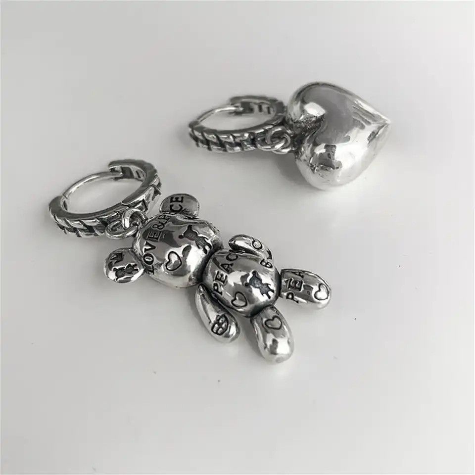 Other Little Bear Love Heart Asymmetric Hoop Earrings Size ONE SIZE - 3 Thumbnail