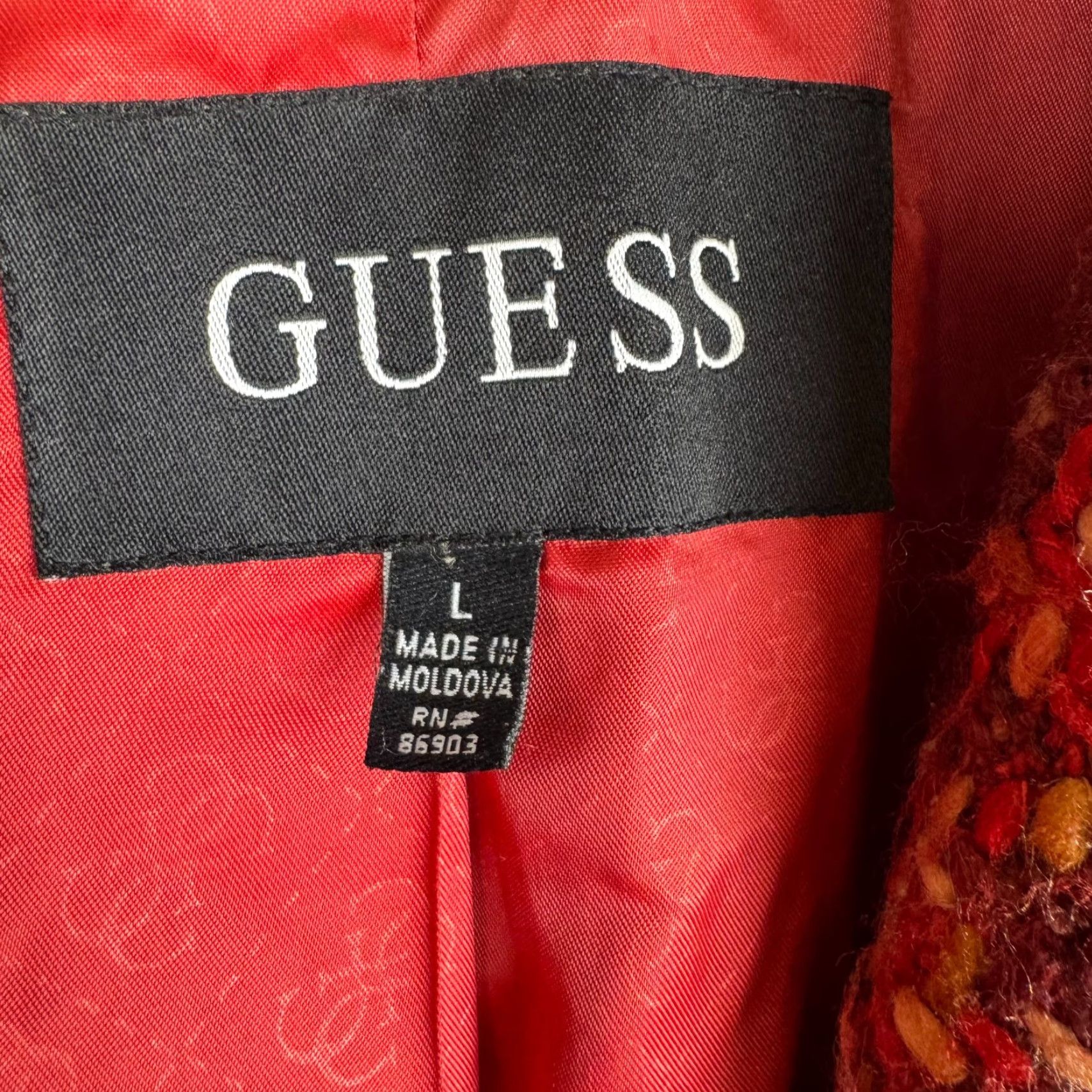 Guess VINTAGE Guess Wool Blend Plaid Overcoat Knit Mid-Length Red 90s Glam Women L Winter Fall Mens Womens Size L / US 10 / IT 46 - 5 Thumbnail