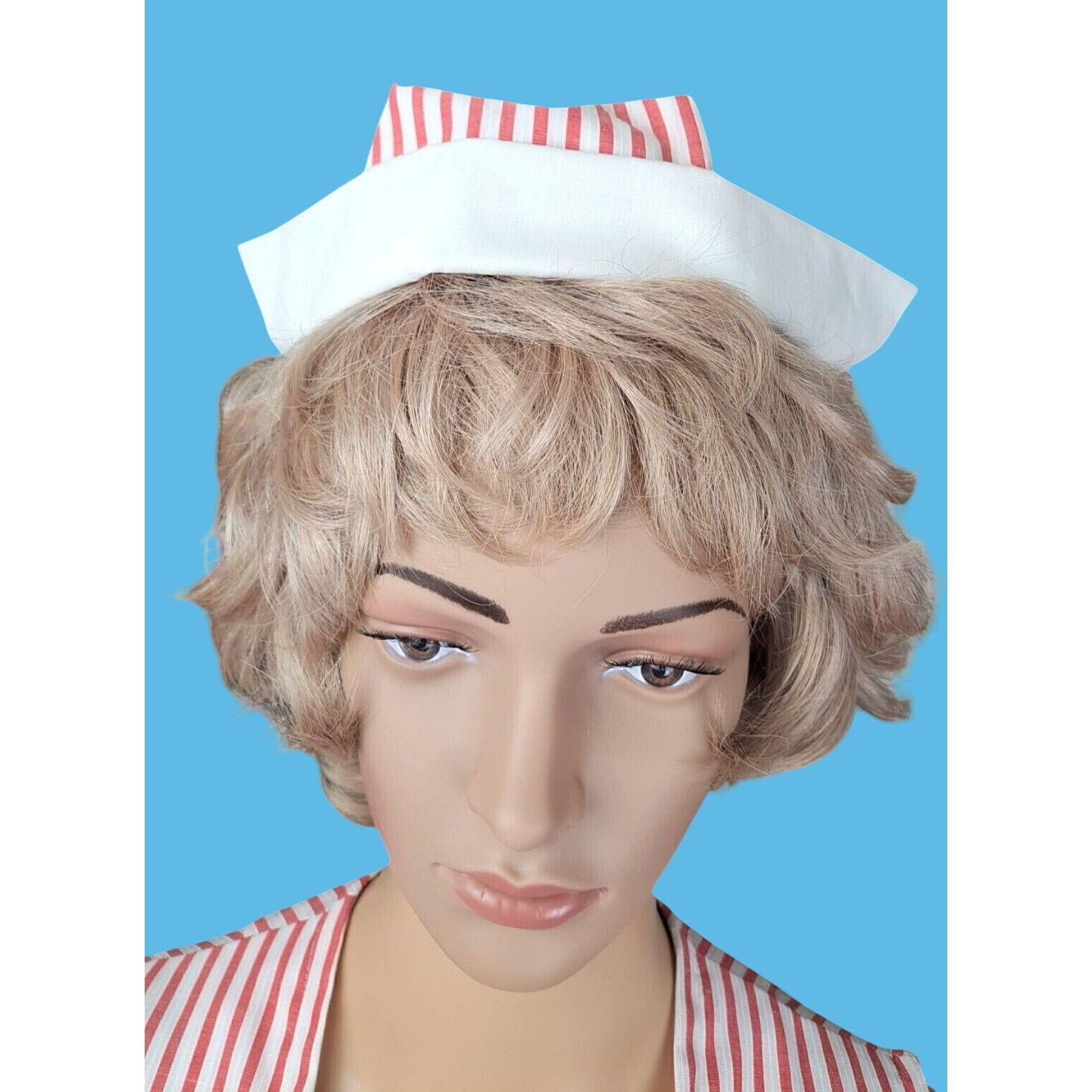 Imperial Vintage Candy Striper Uniform 1970s Red White Top Pants Hat Size S / US 4 / IT 40 - 11 Thumbnail
